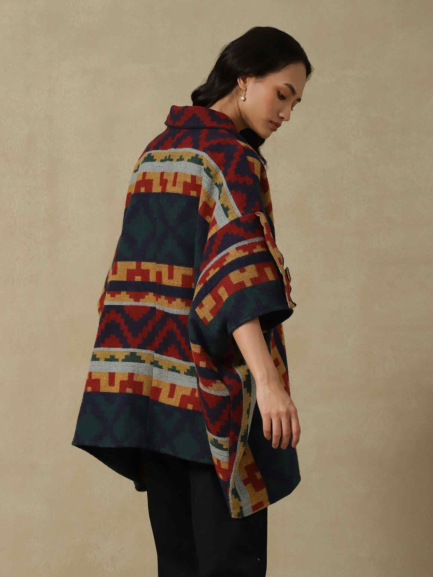 Blue Multi Woven Shrug