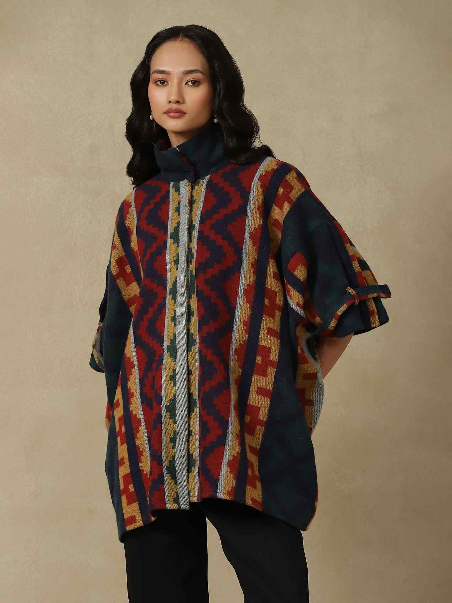 Blue Multi Woven Shrug