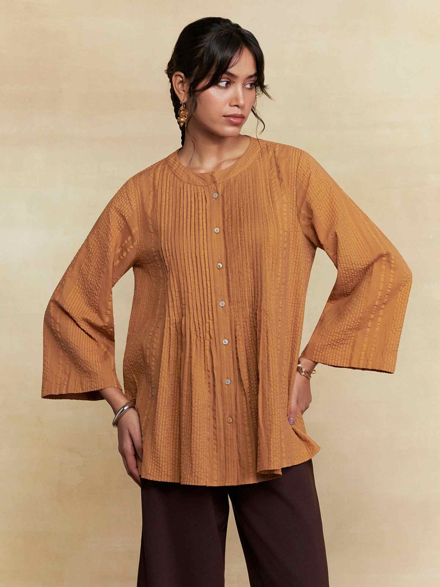 Brown Ridhi Solid Shirt