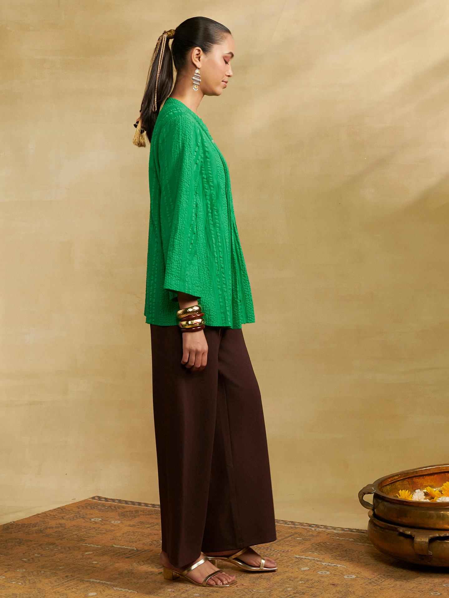 Green Ridhi Solid Shirt