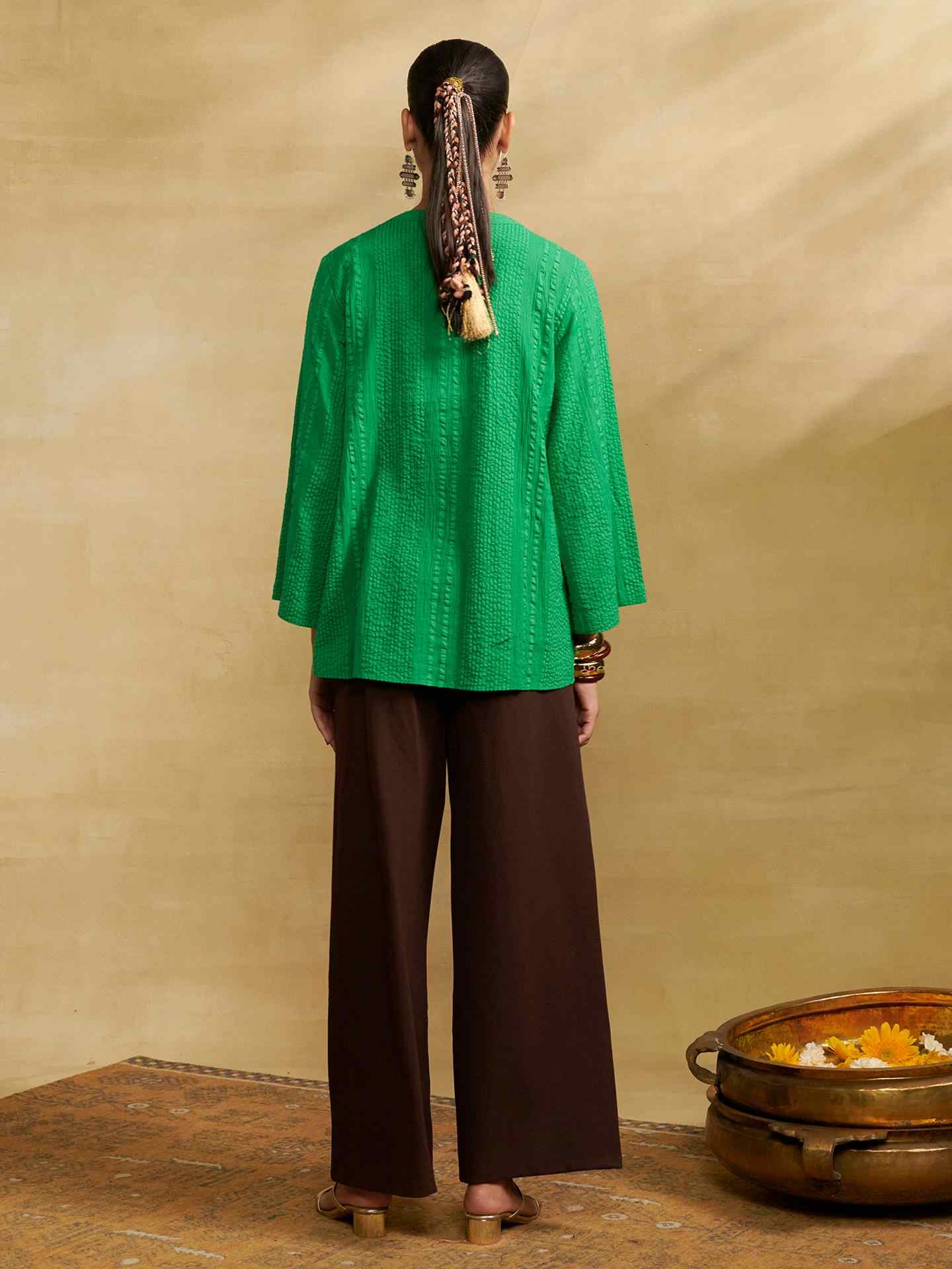 Green Ridhi Solid Shirt