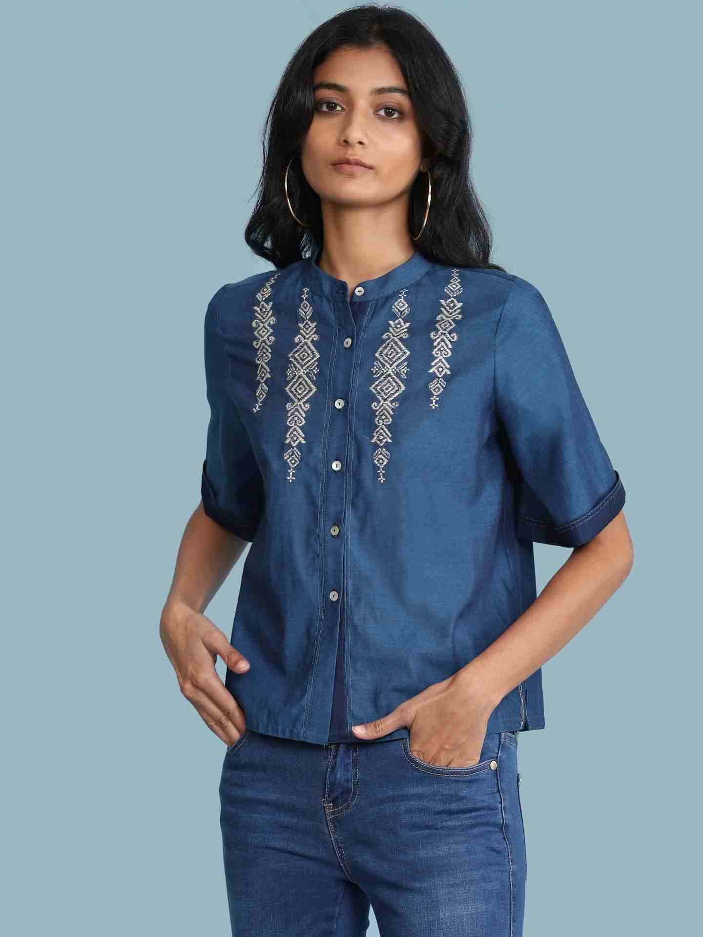 Blue Tulika Solid Shirt