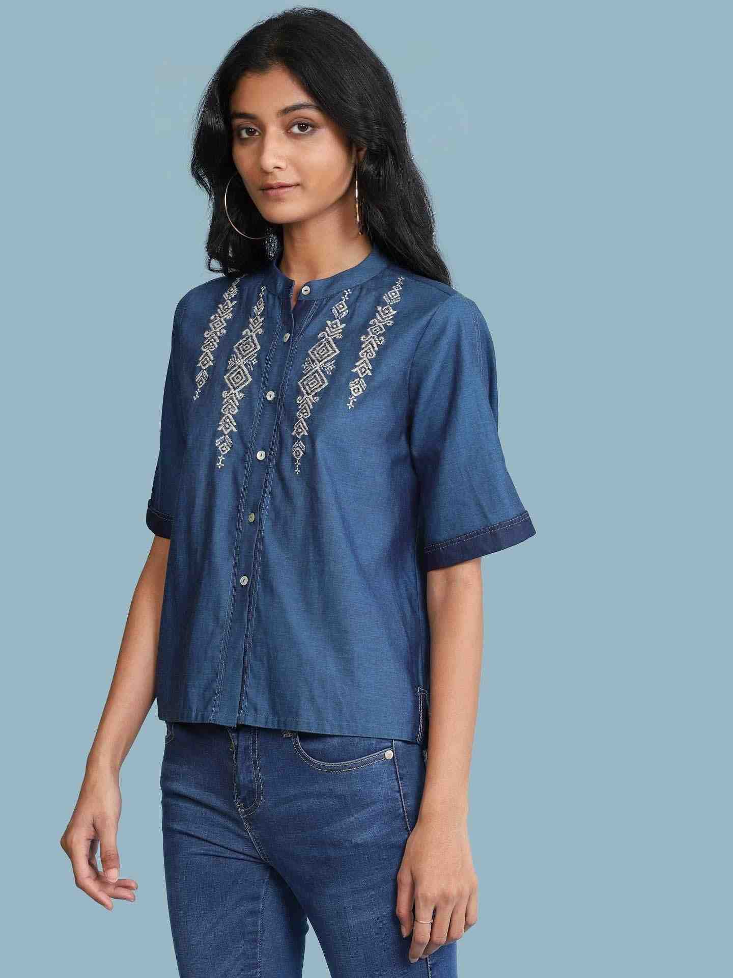 Blue Tulika Solid Shirt