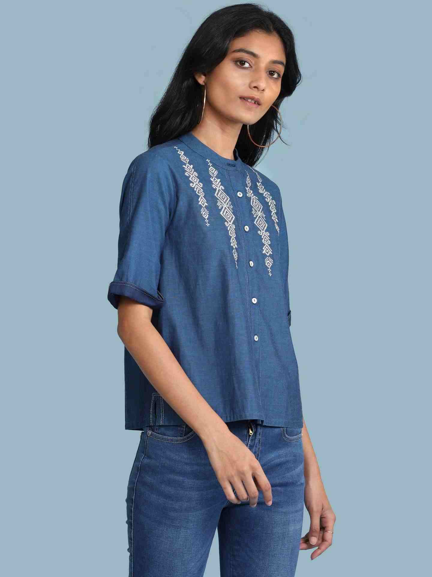 Blue Tulika Solid Shirt