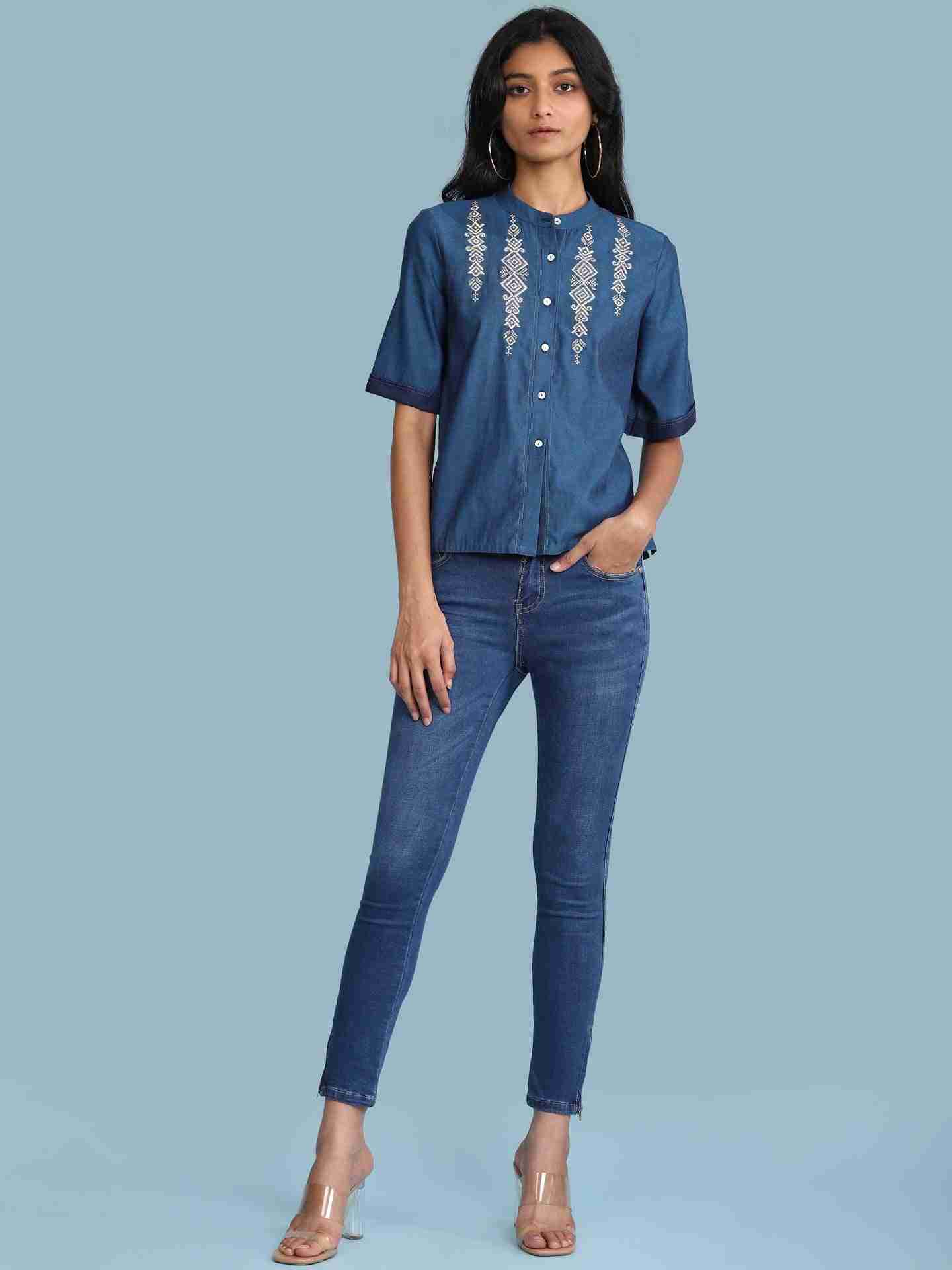 Blue Tulika Solid Shirt