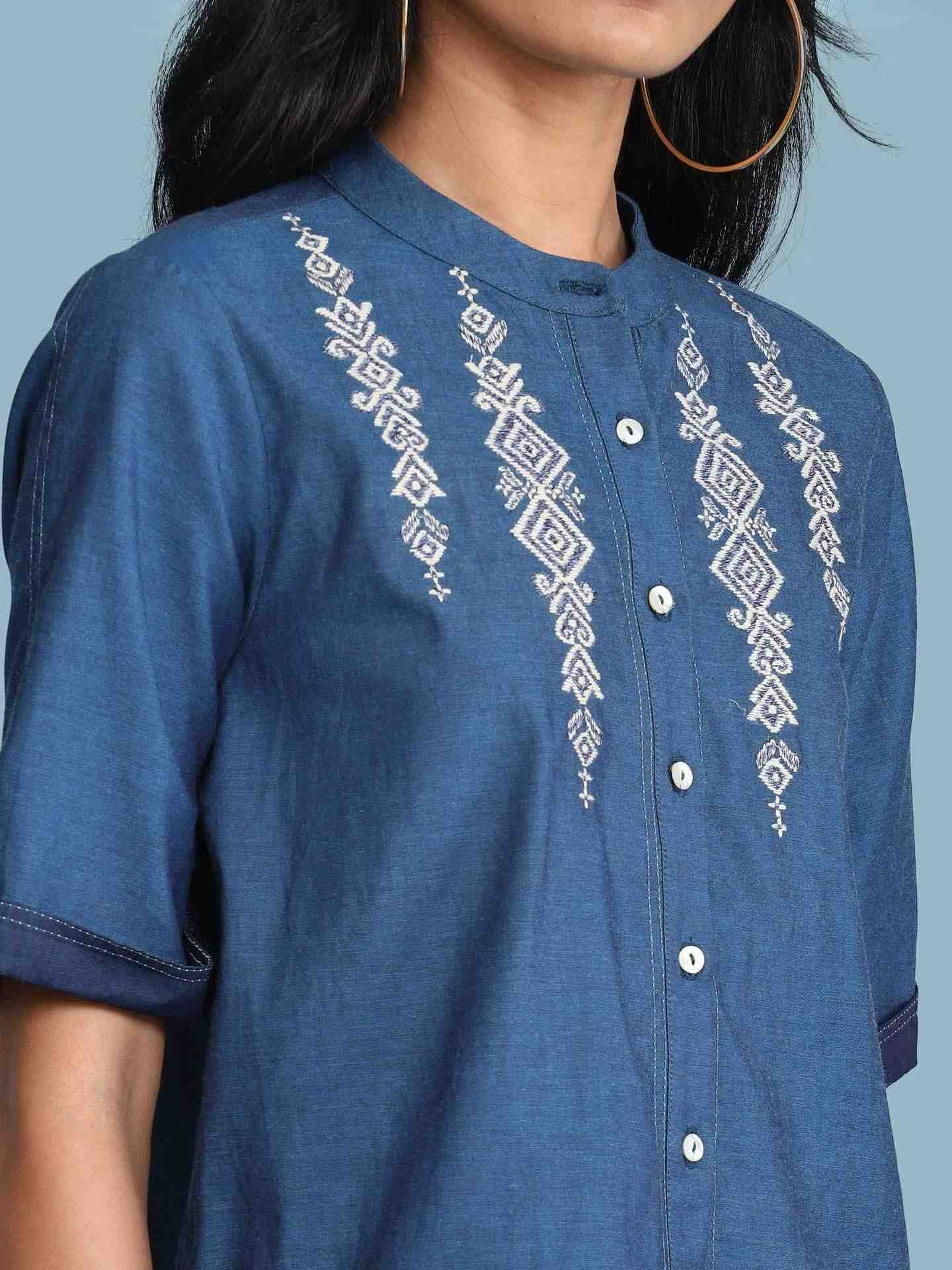 Blue Tulika Solid Shirt