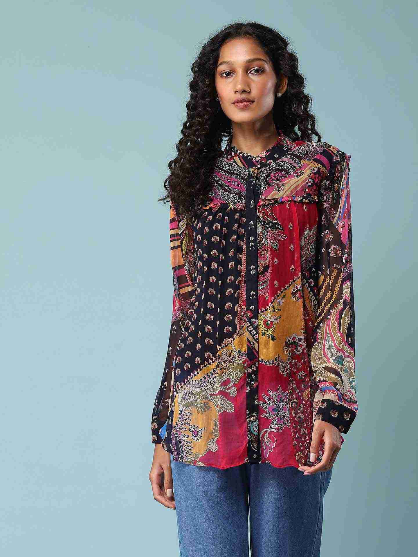 Black Patch Paisley Shirt