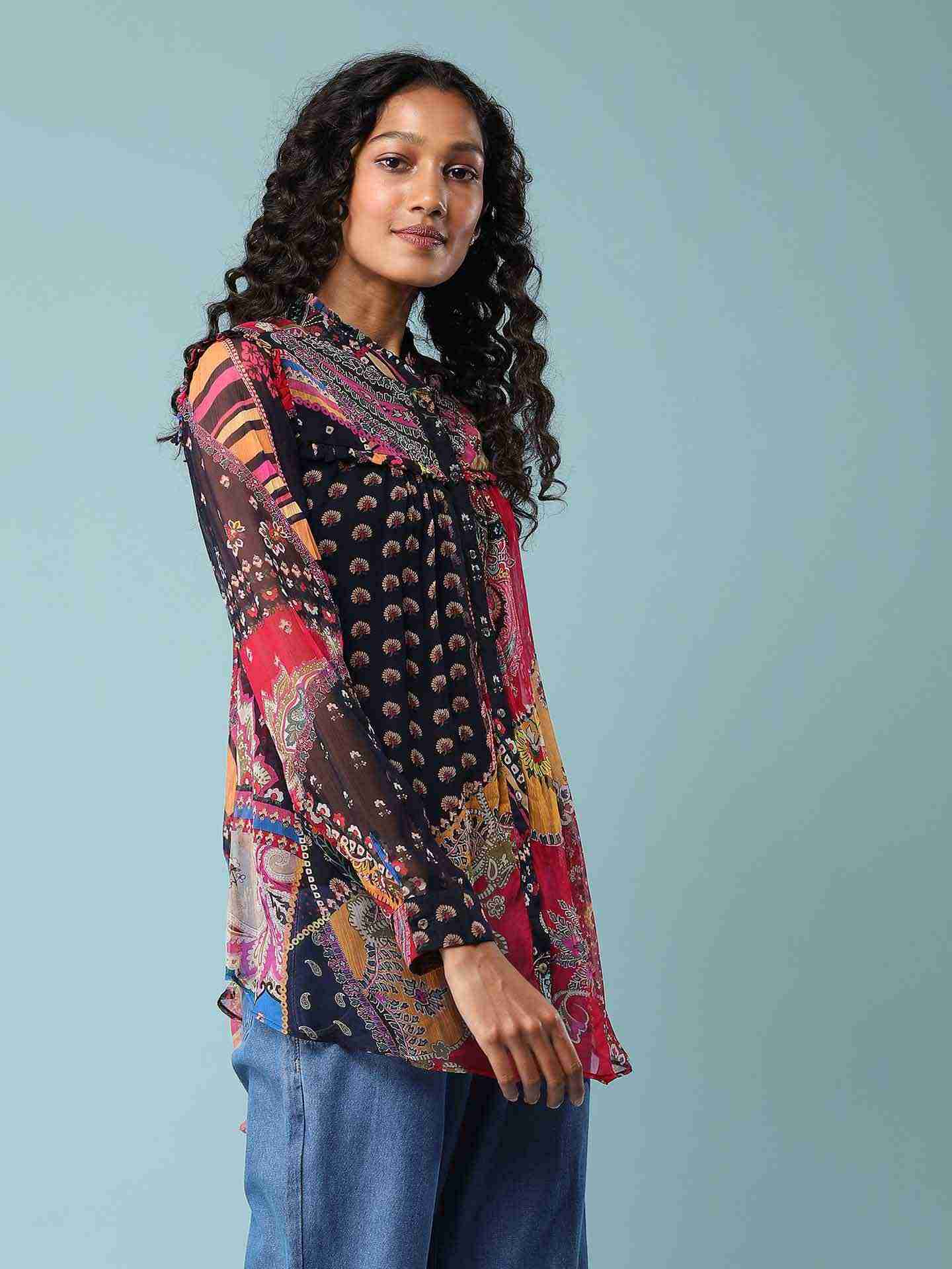 Black Patch Paisley Shirt