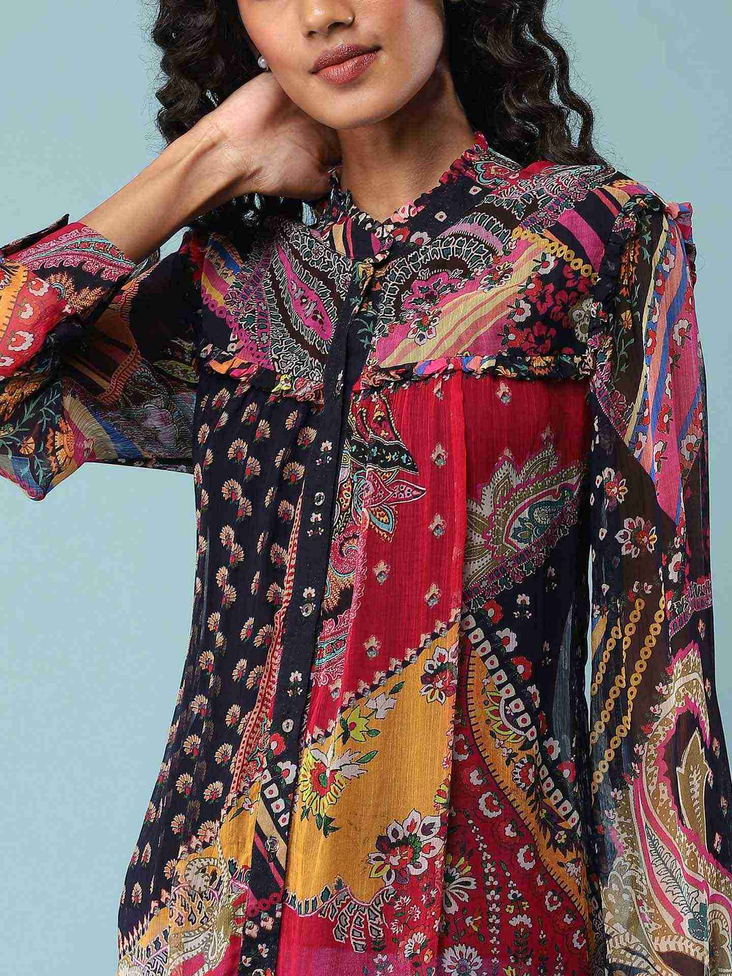 Black Patch Paisley Shirt