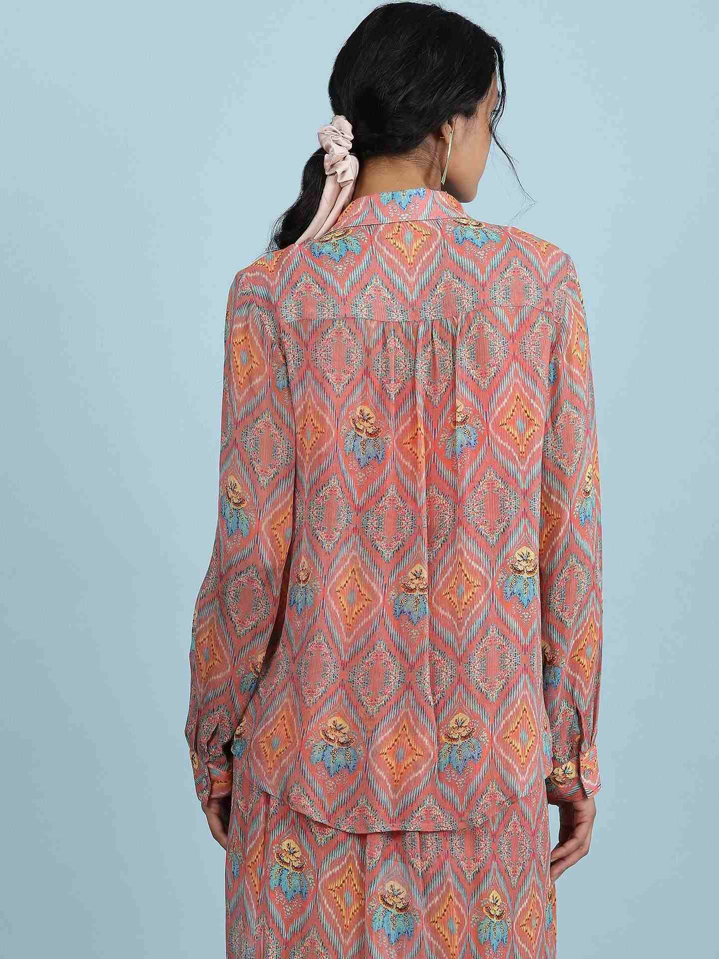 Rust Jamdani Ikat Shirt