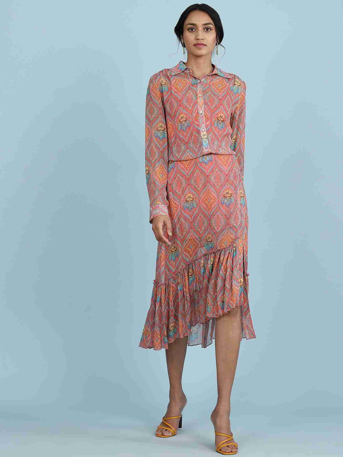 Rust Jamdani Ikat Shirt