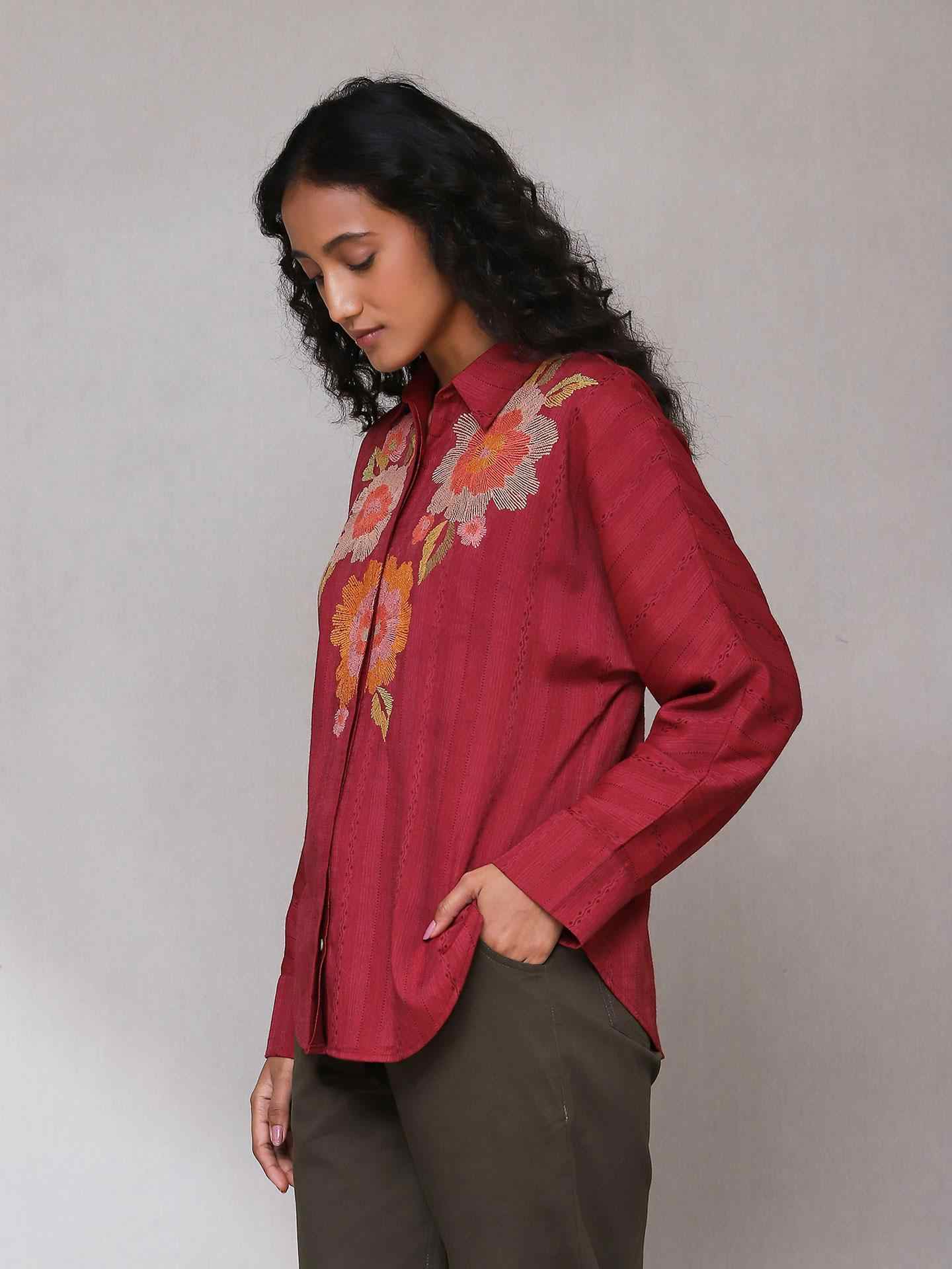 Maroon Pottery Solid Shirt