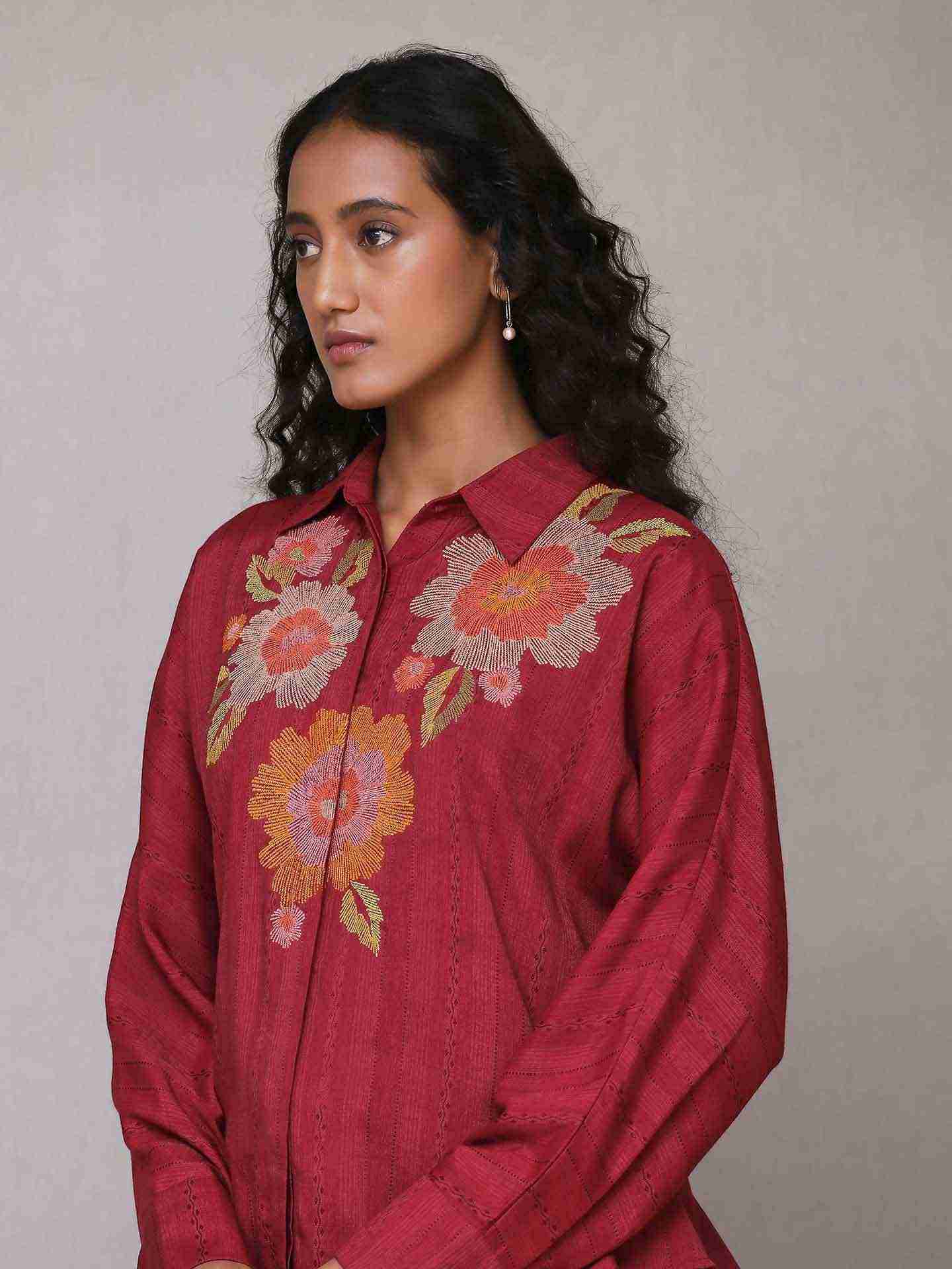 Maroon Pottery Solid Shirt