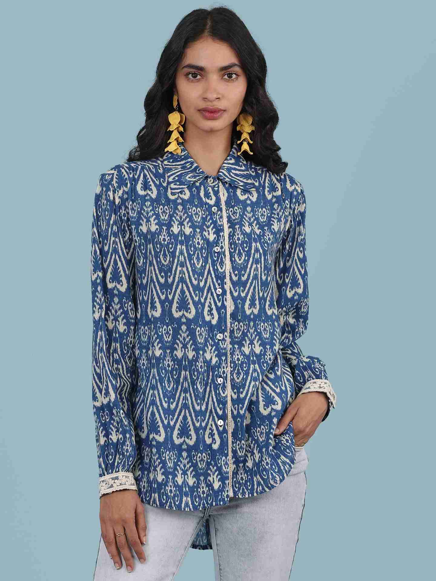Blue Ikat Pop Shirt