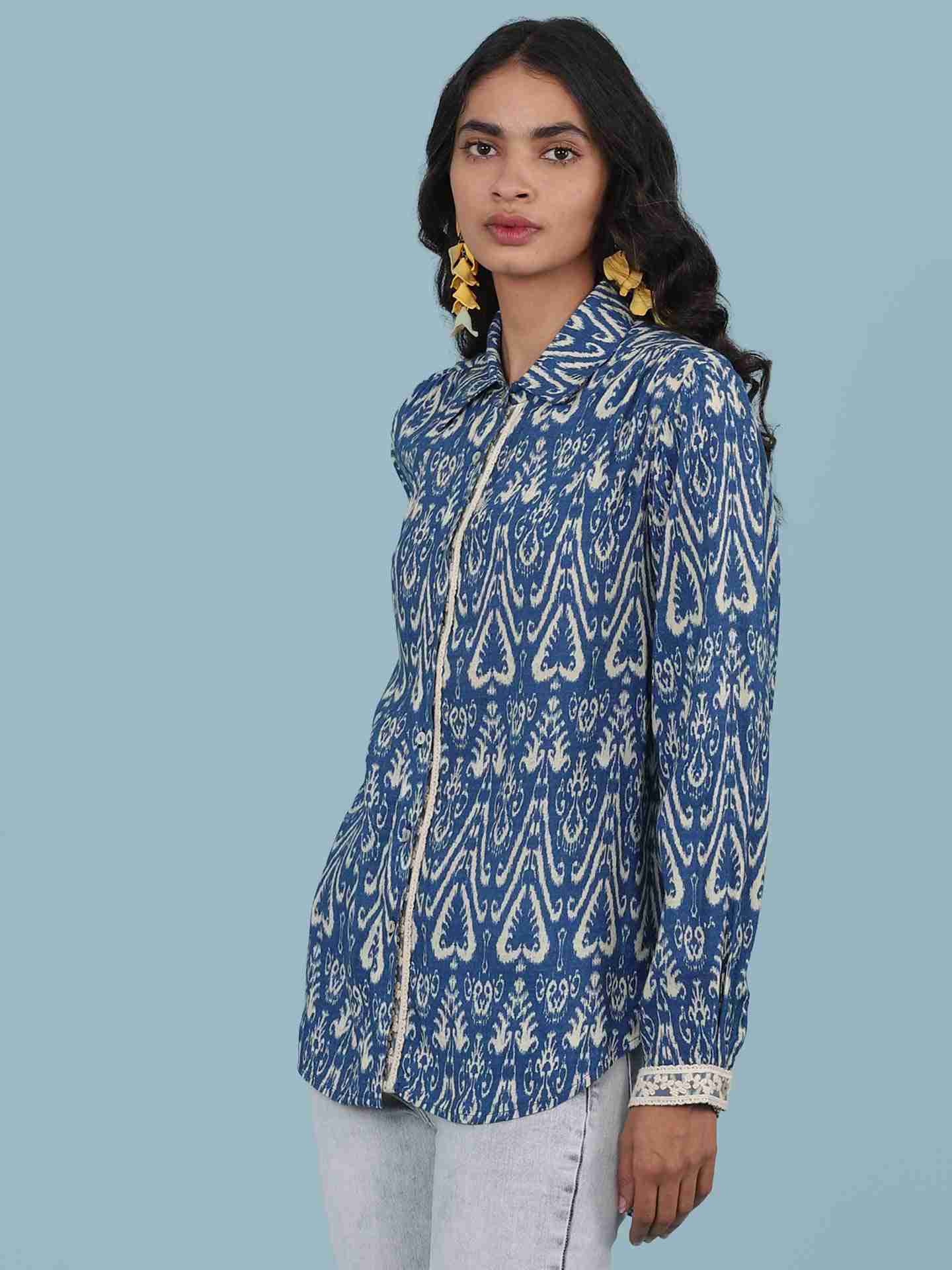 Blue Ikat Pop Shirt