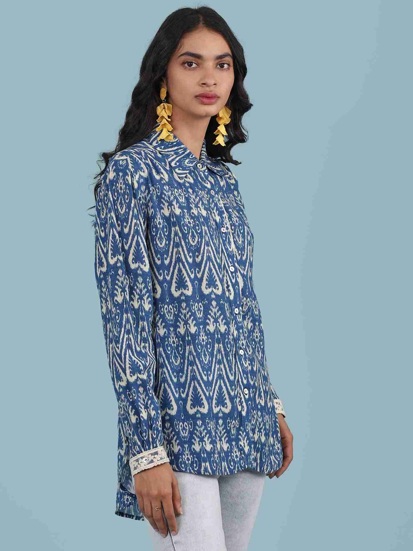 Blue Ikat Pop Shirt