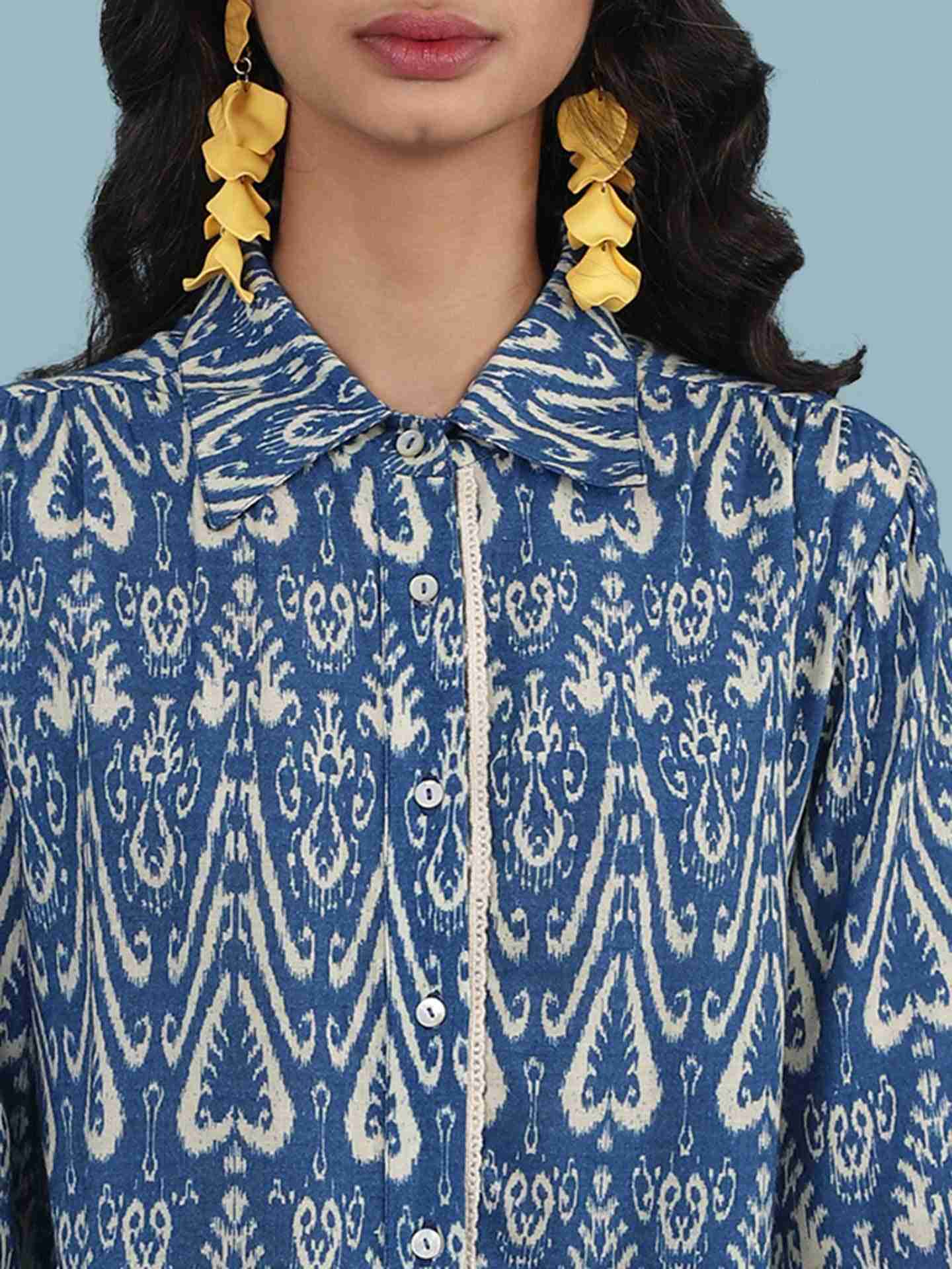 Blue Ikat Pop Shirt