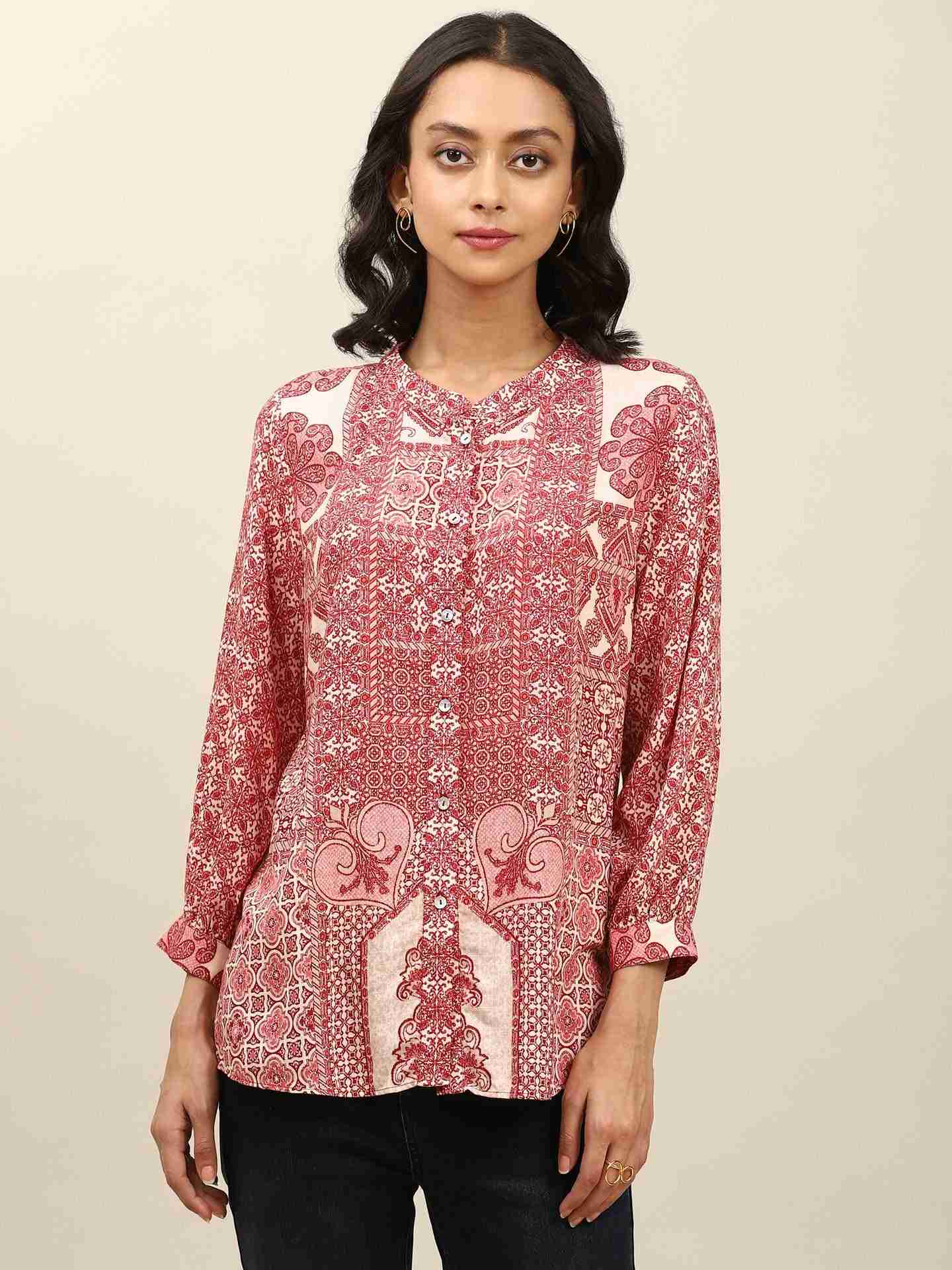Burgandy Neeldhun Shirt