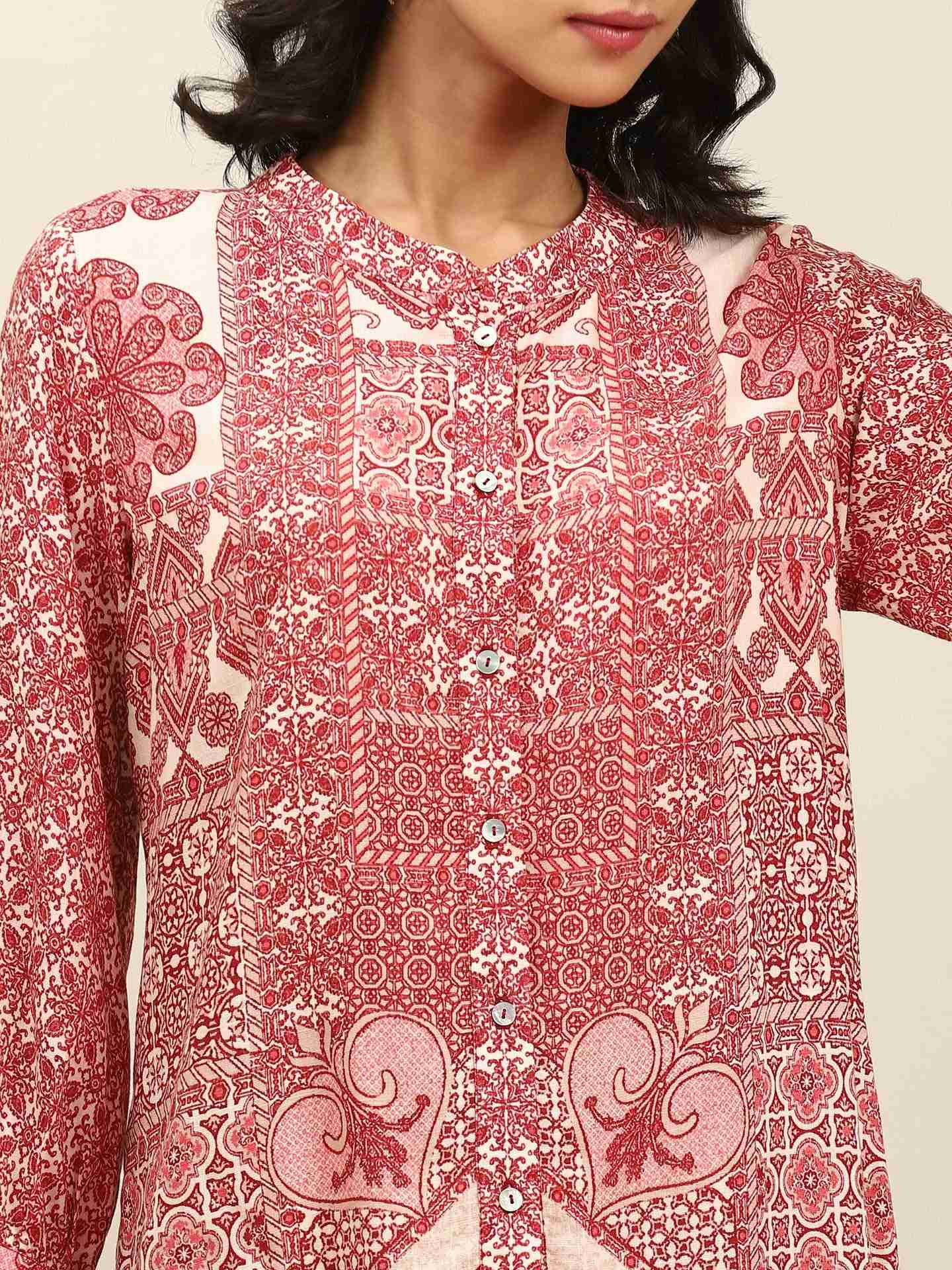 Burgandy Neeldhun Shirt