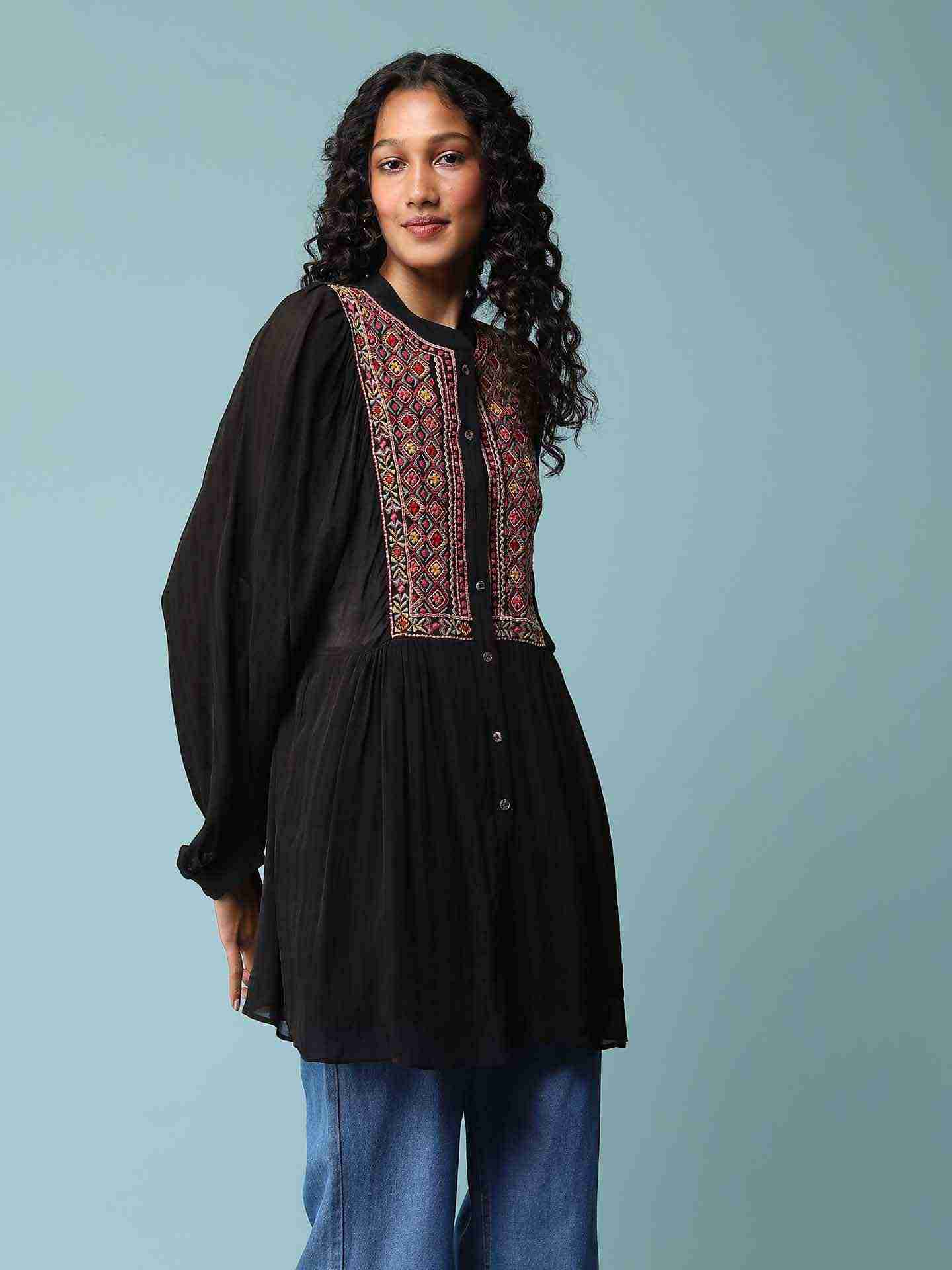 Black Patch Paisley Solid Shirt