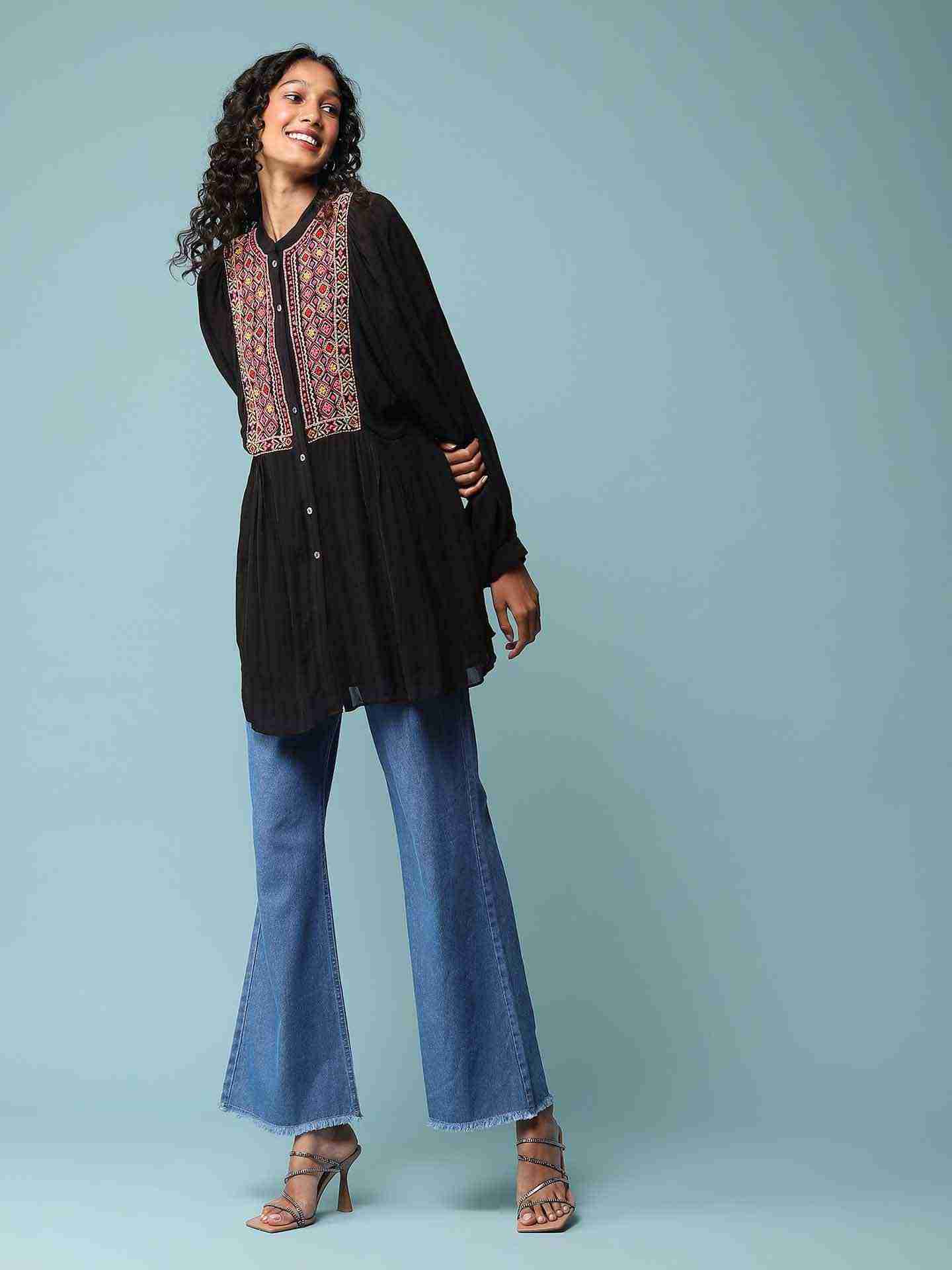 Black Patch Paisley Solid Shirt