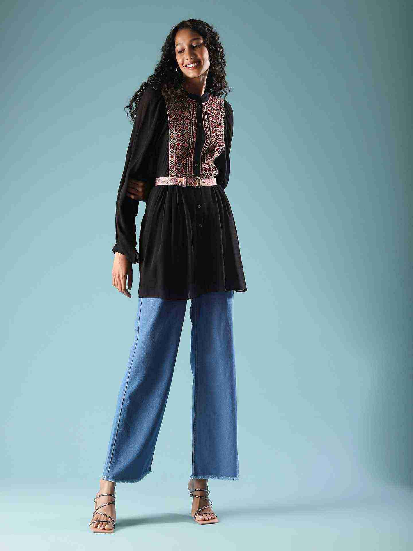 Black Patch Paisley Solid Shirt