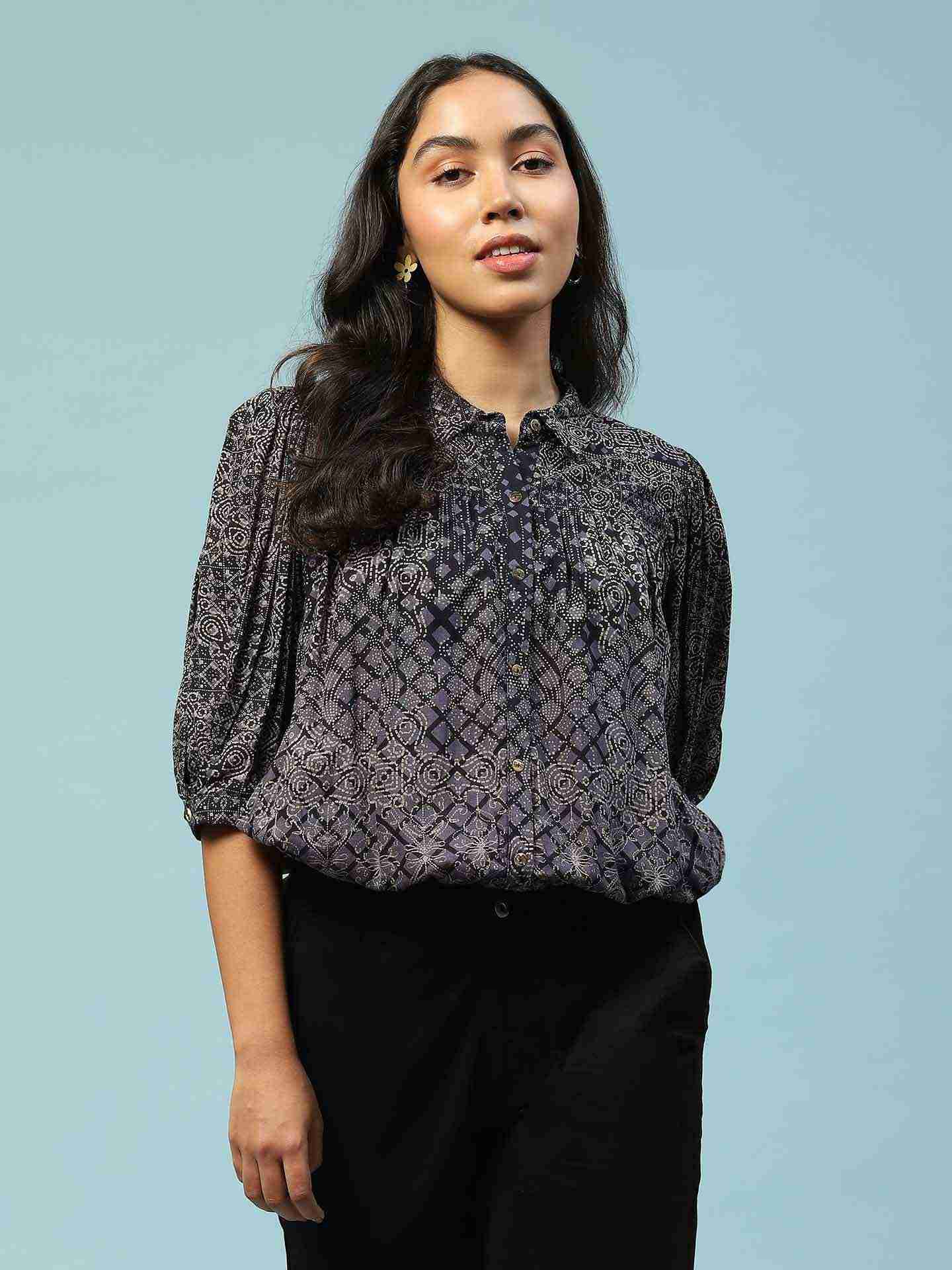 Navy Sui Dhaga Shirt