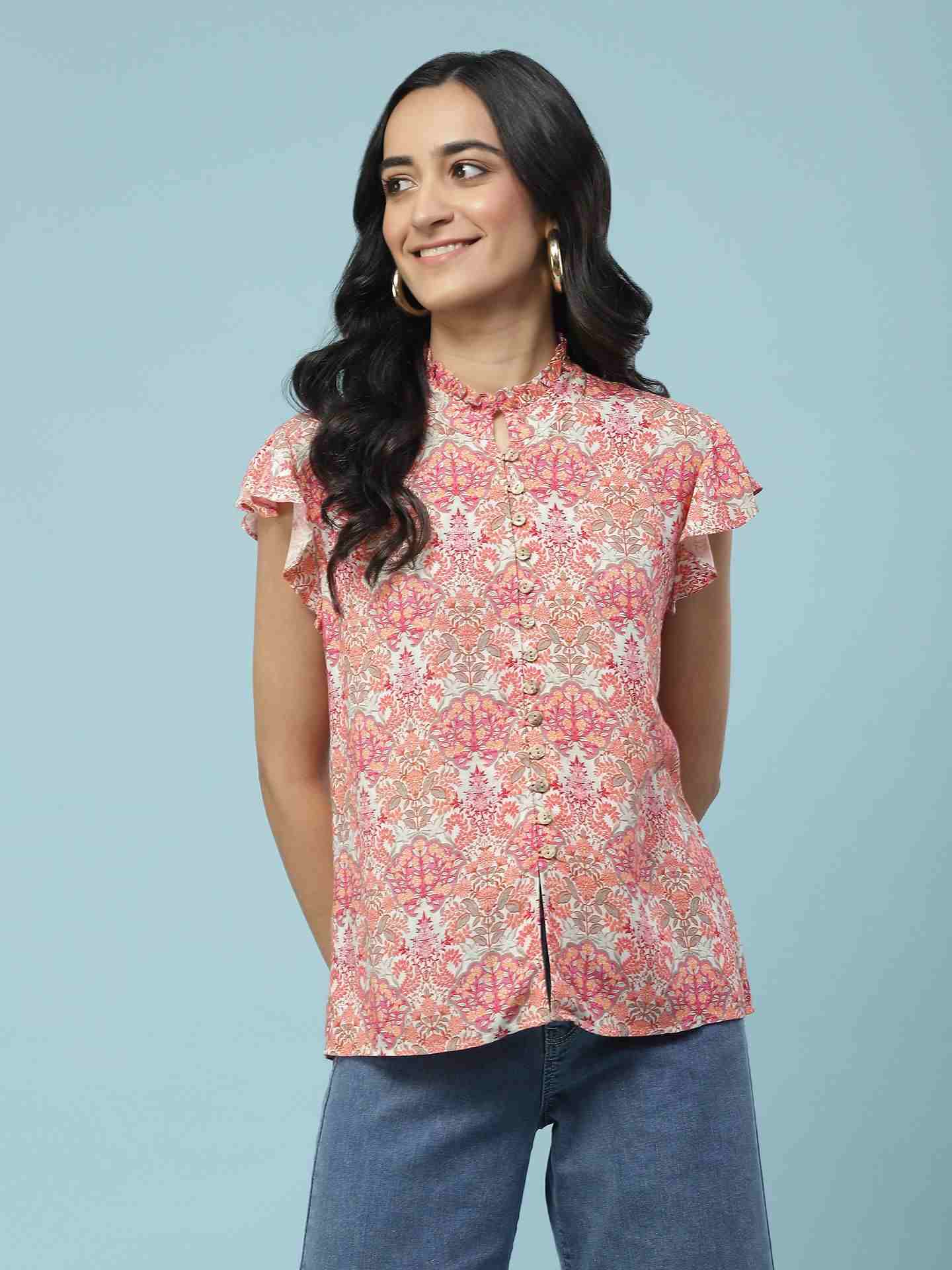 Pink Islamic Butti Shirt