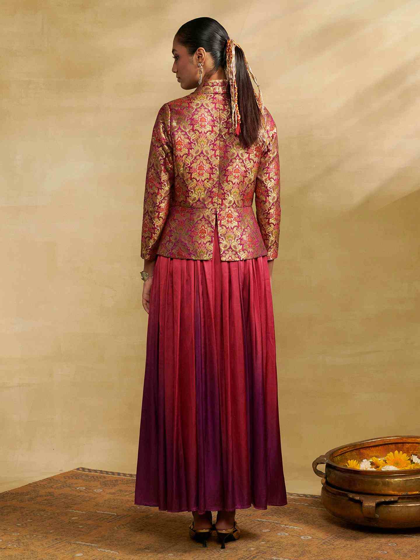 Purple Anisa Festive Brocade Skirt Set