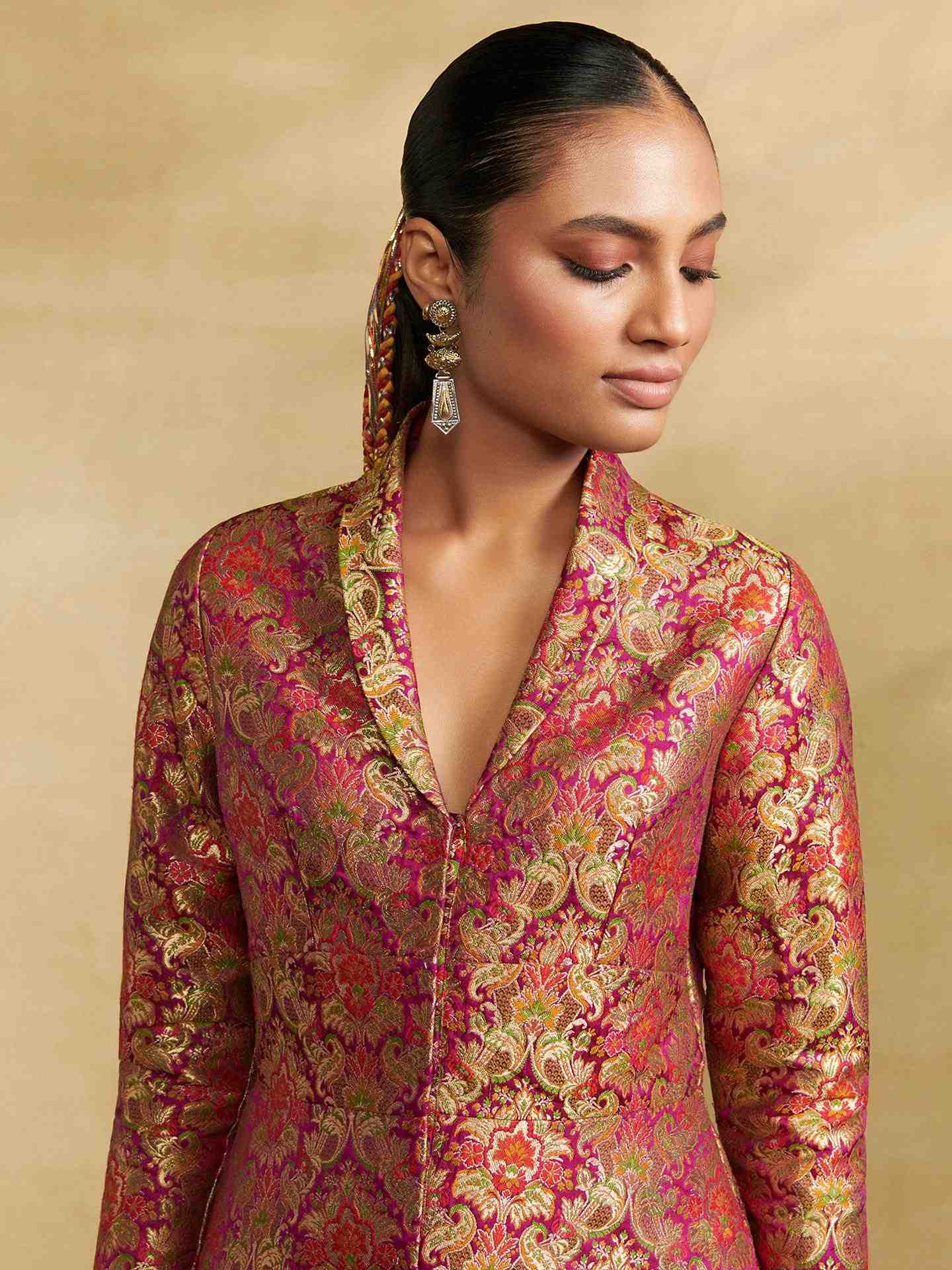 Purple Anisa Festive Brocade Skirt Set