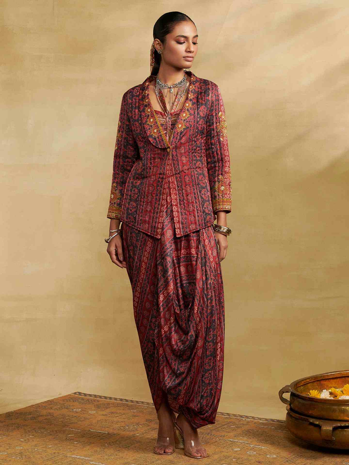 Burgandy Sarang Skirt Set