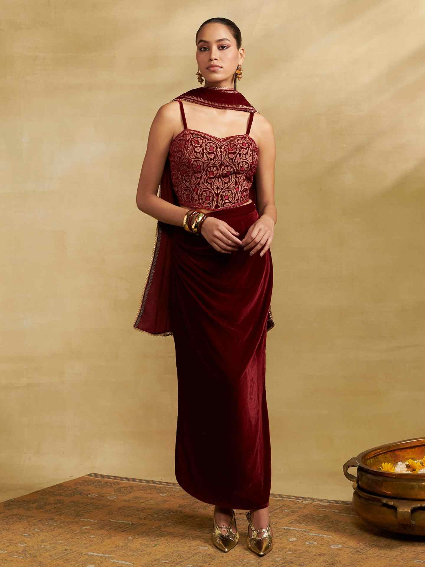 Burgandy Regal Affair Skirt Set