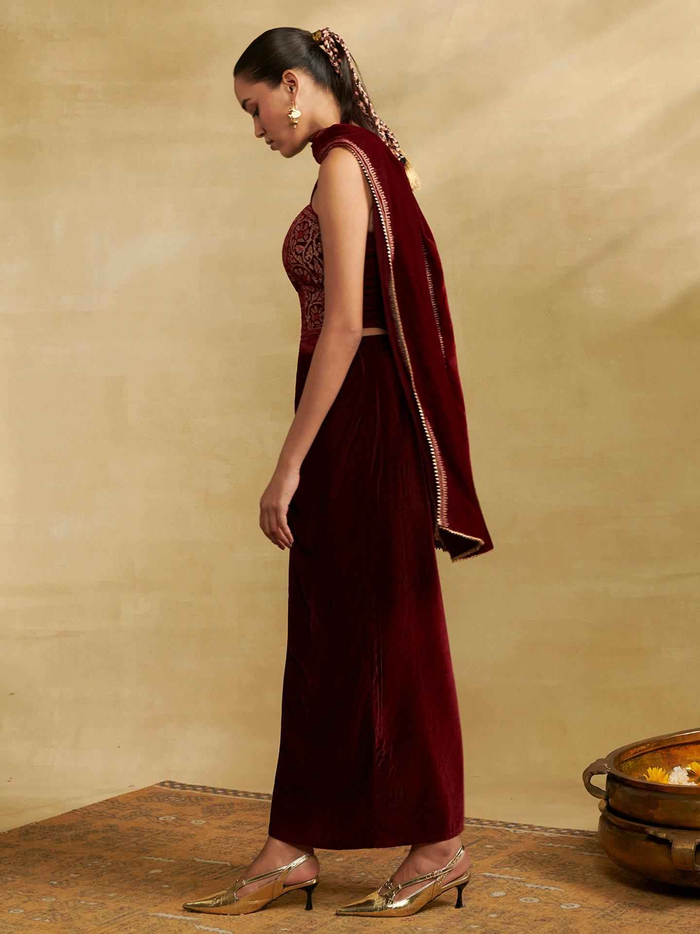 Burgandy Regal Affair Skirt Set