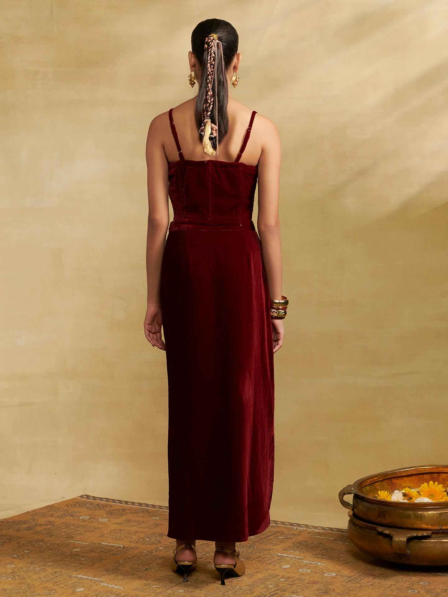 Burgandy Regal Affair Skirt Set