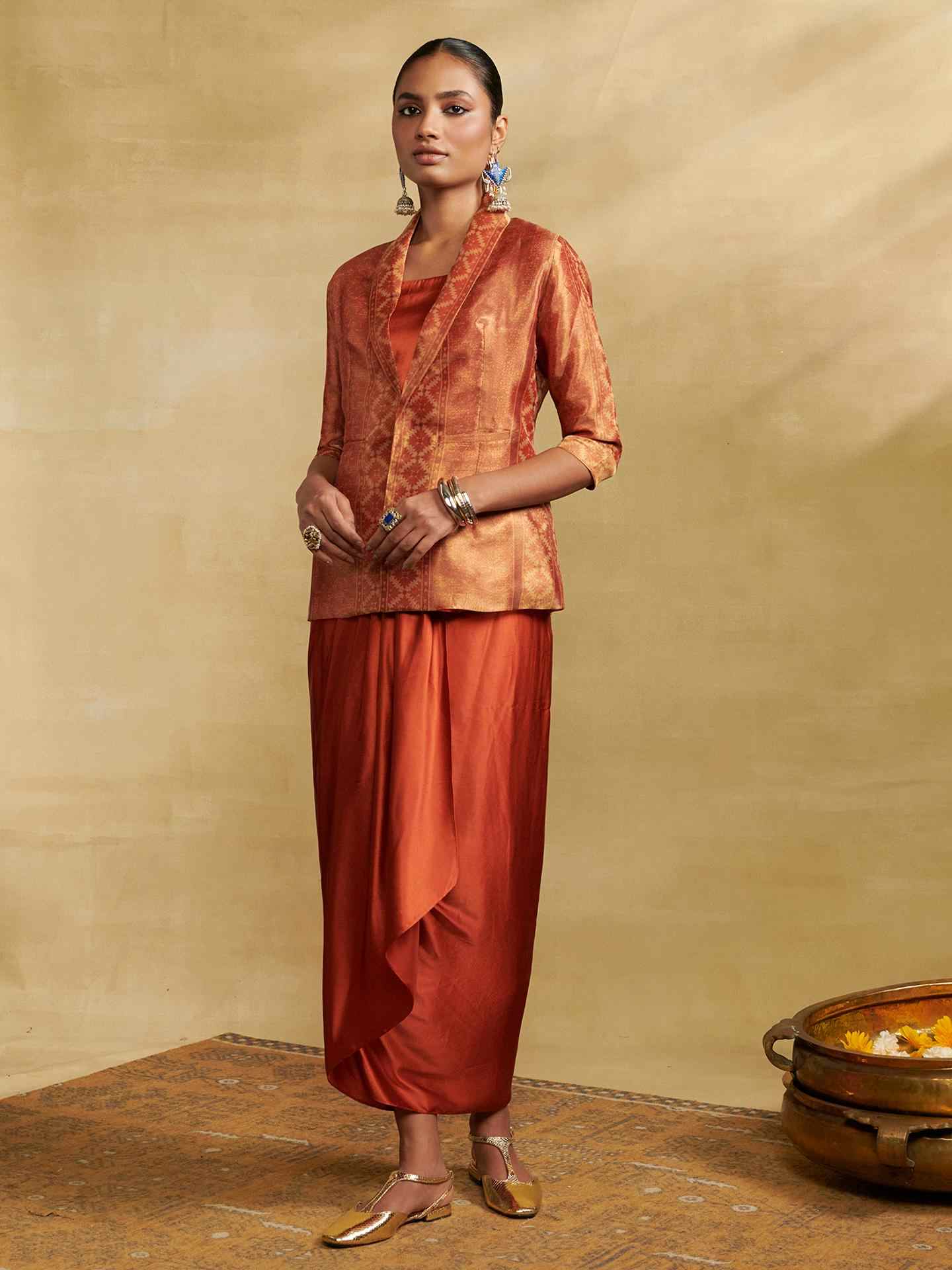 Rust Tissue Festive Skirt Set