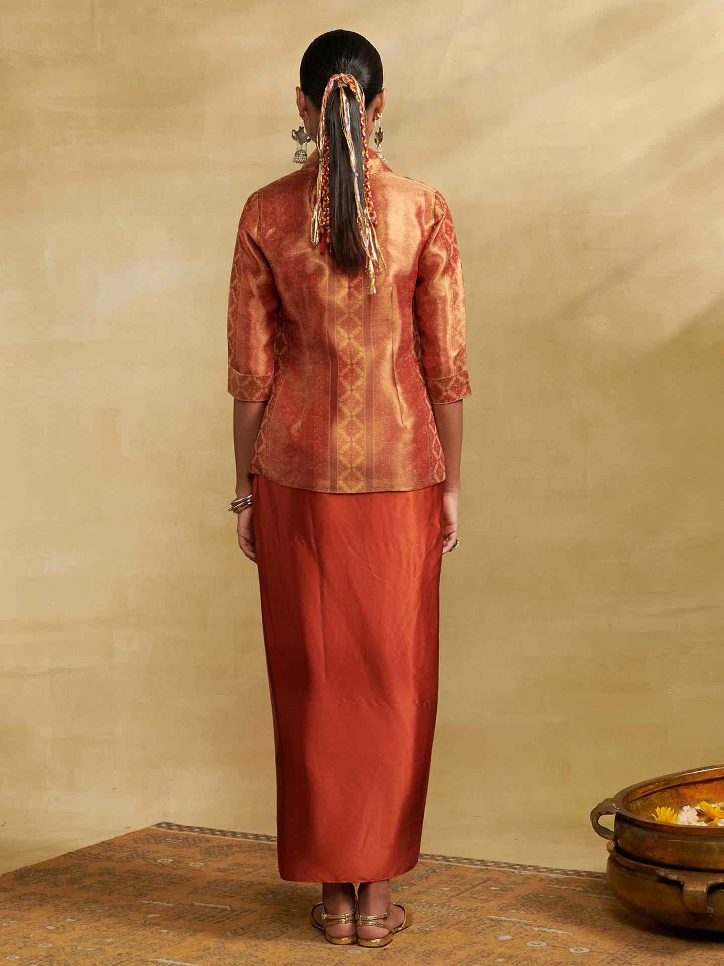 Rust Tissue Festive Skirt Set