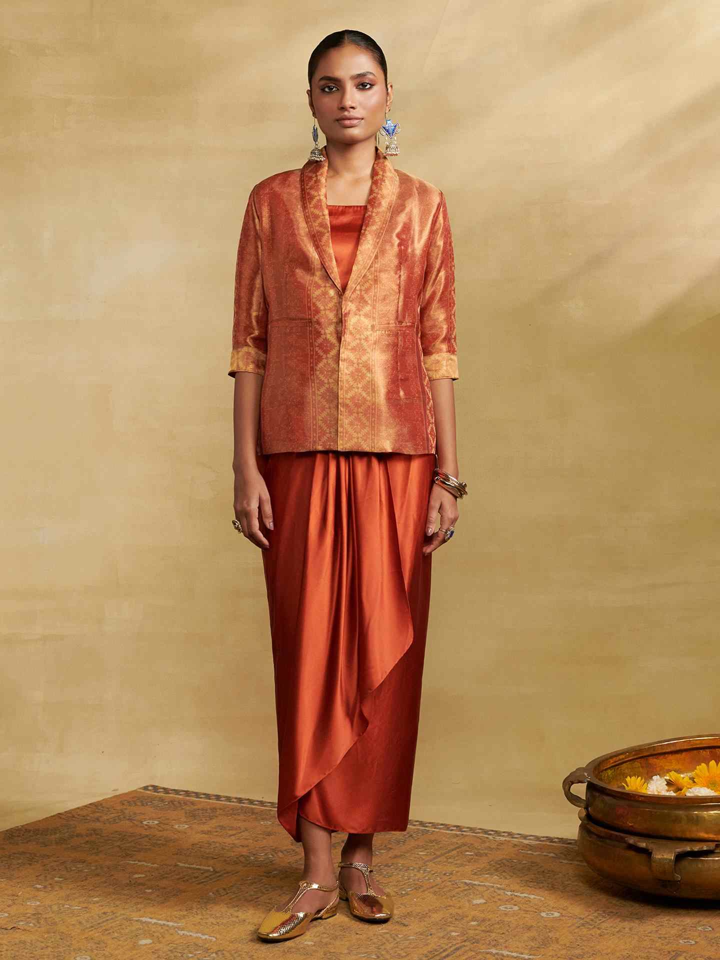 Rust Tissue Festive Skirt Set
