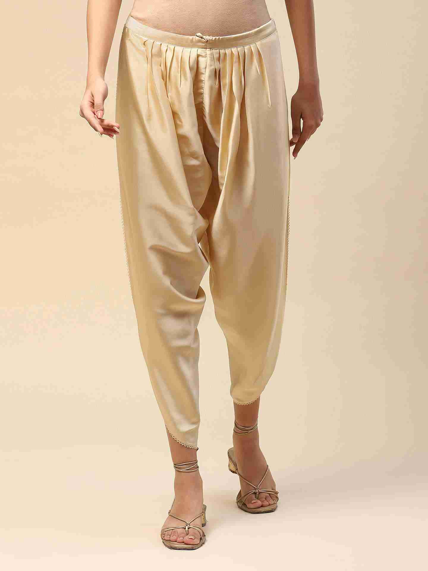 Off White Tapered Dhoti Pants