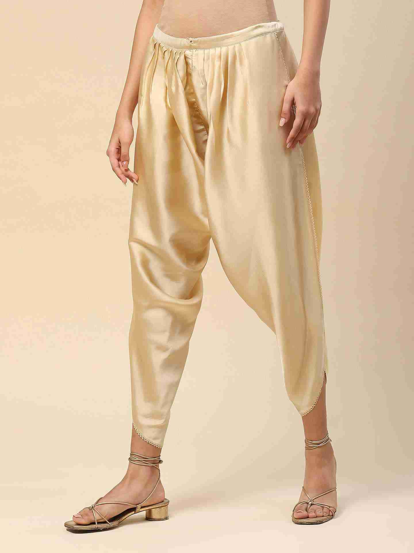 Off White Tapered Dhoti Pants
