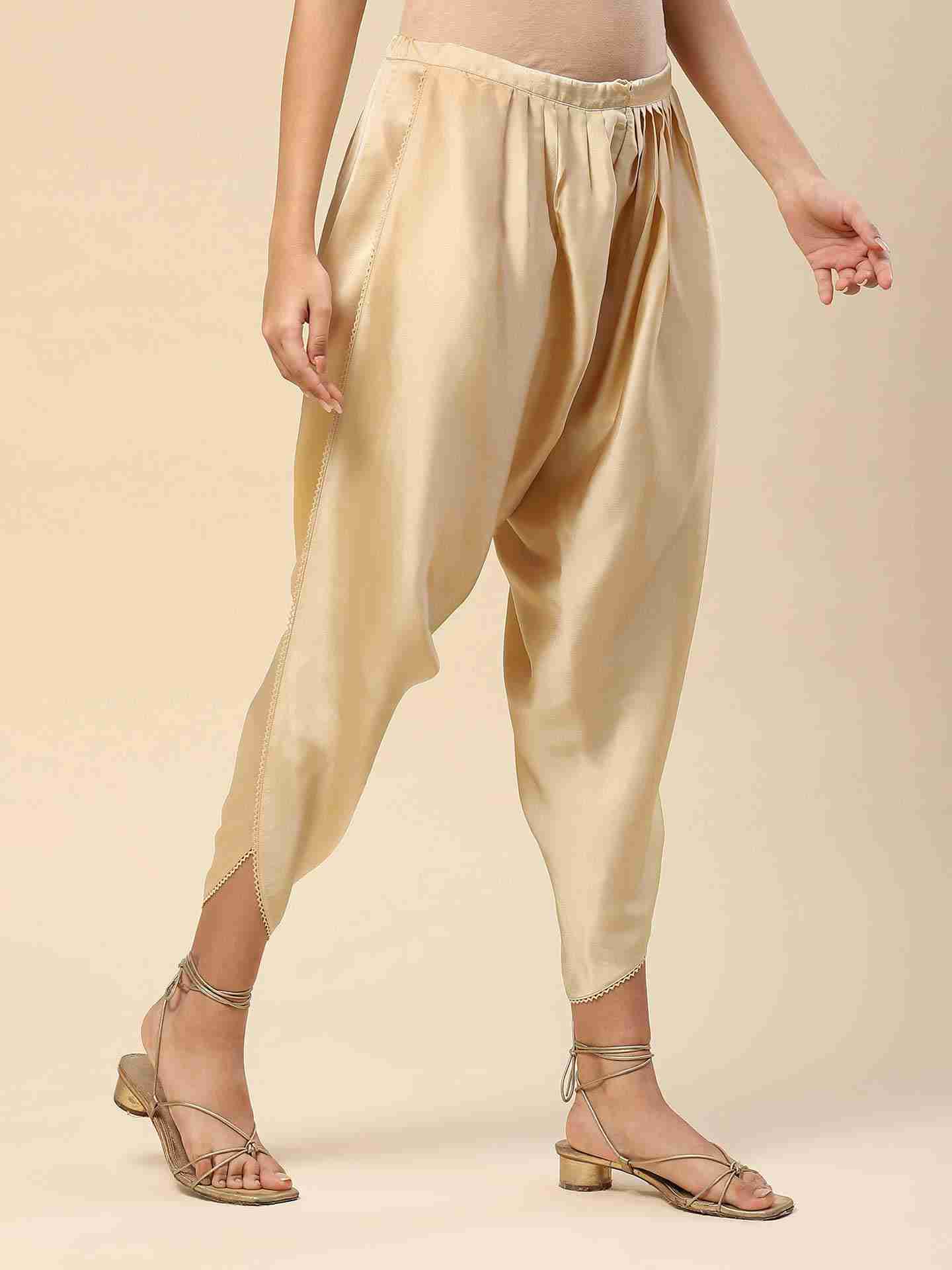 Off White Tapered Dhoti Pants