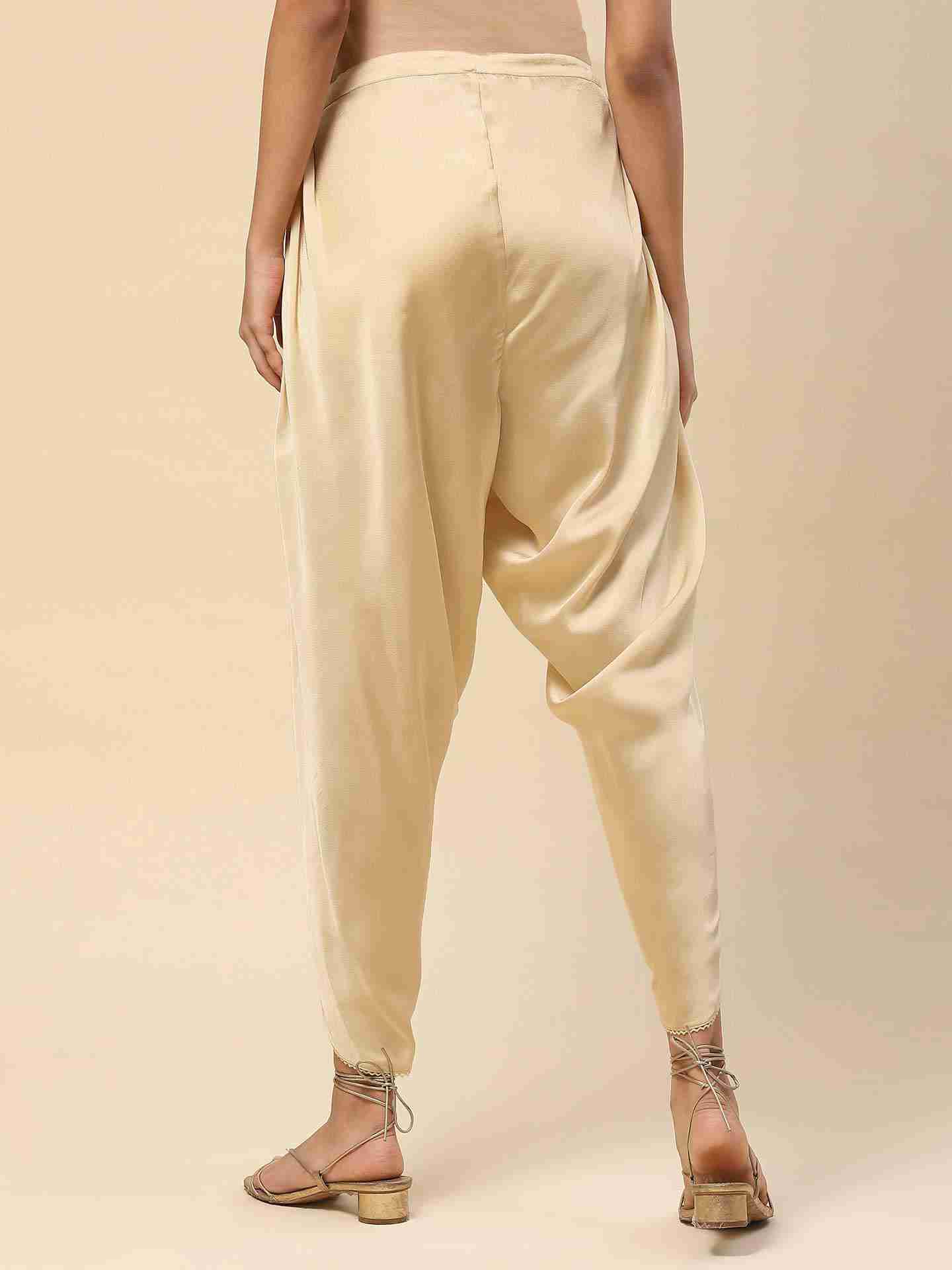 Off White Tapered Dhoti Pants