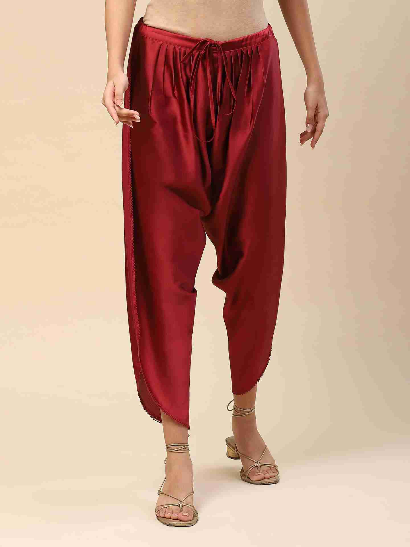 Wine Tapered Dhoti Pants