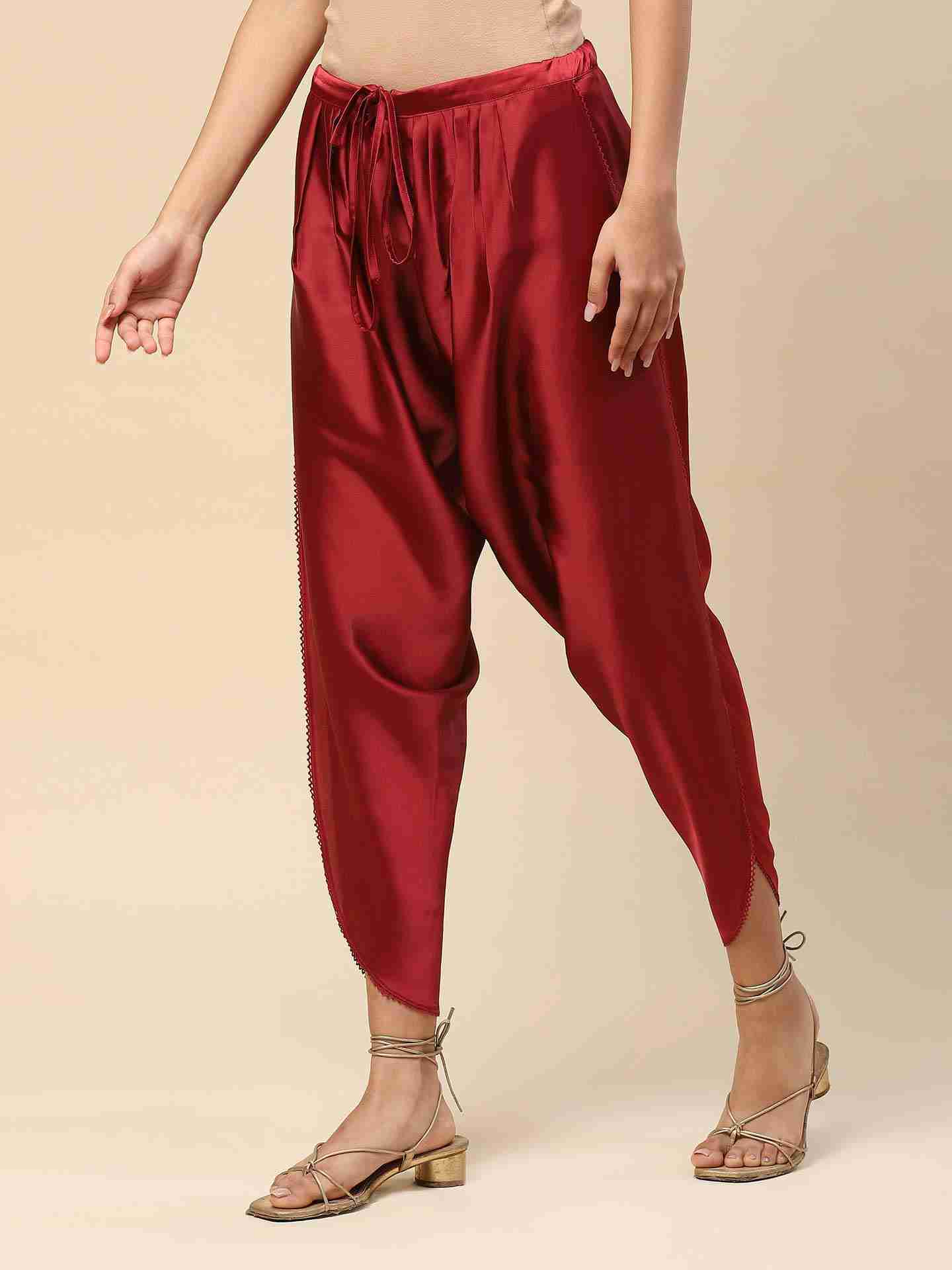 Wine Tapered Dhoti Pants