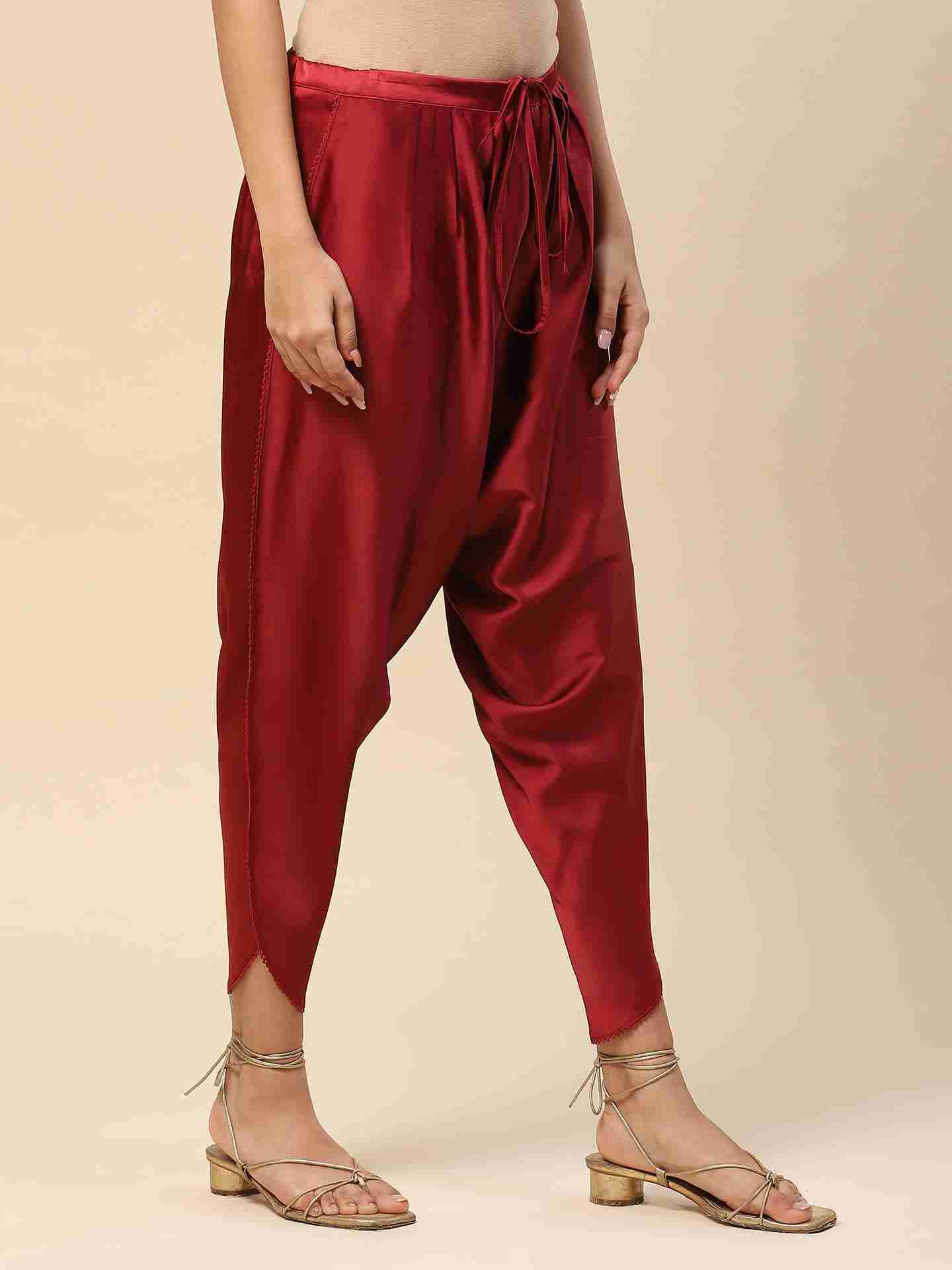 Wine Tapered Dhoti Pants