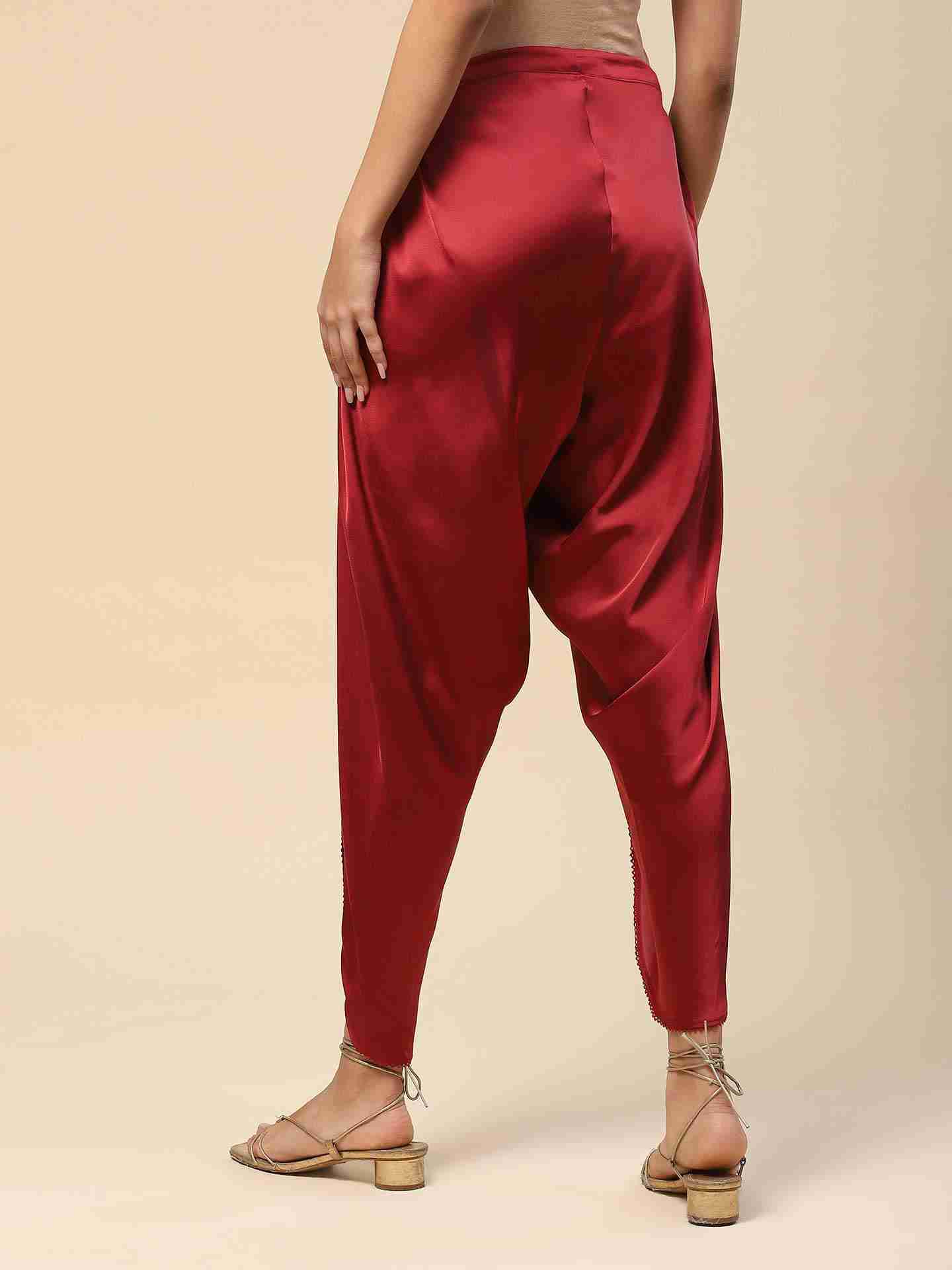 Wine Tapered Dhoti Pants