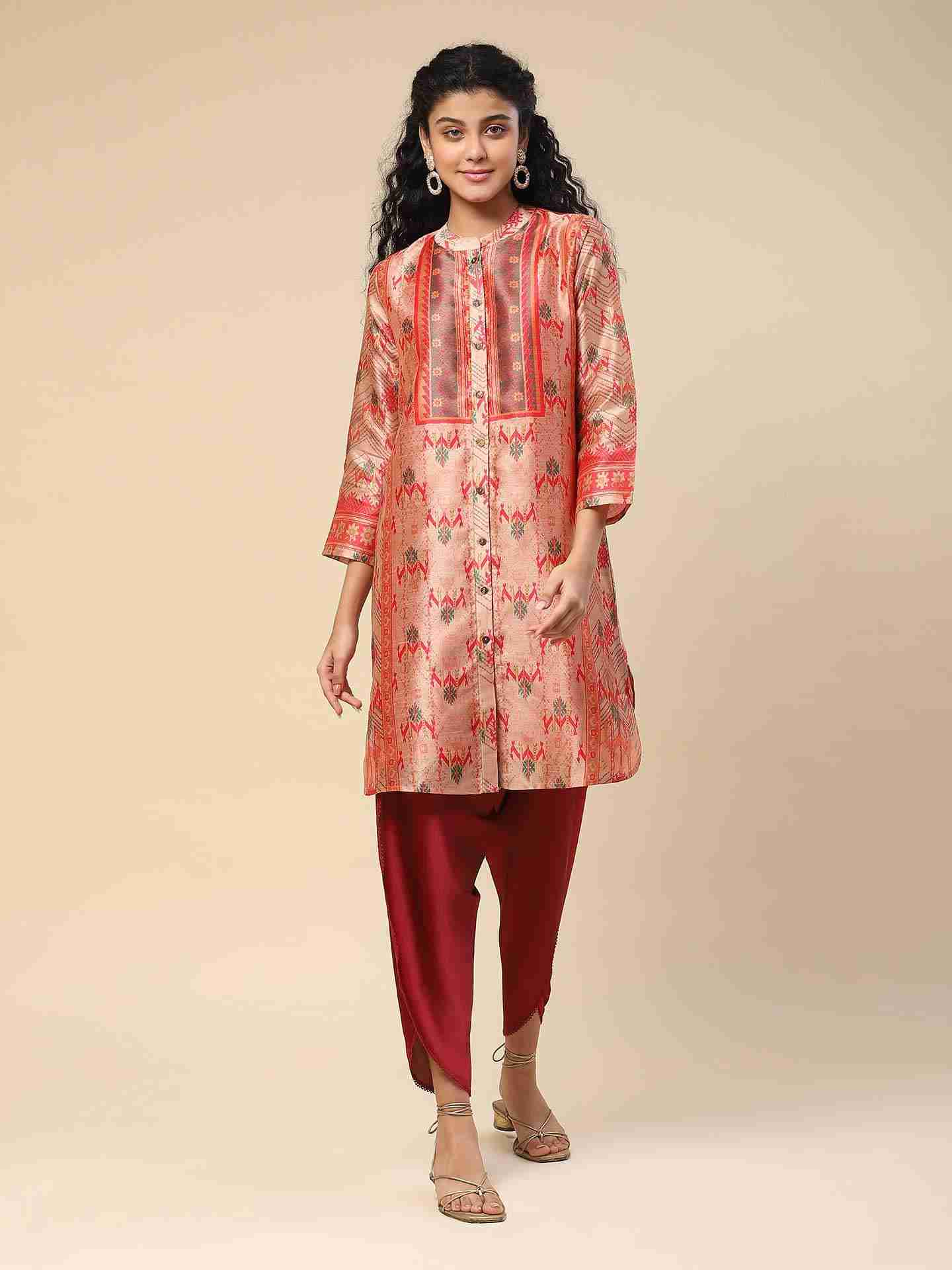 Wine Tapered Dhoti Pants