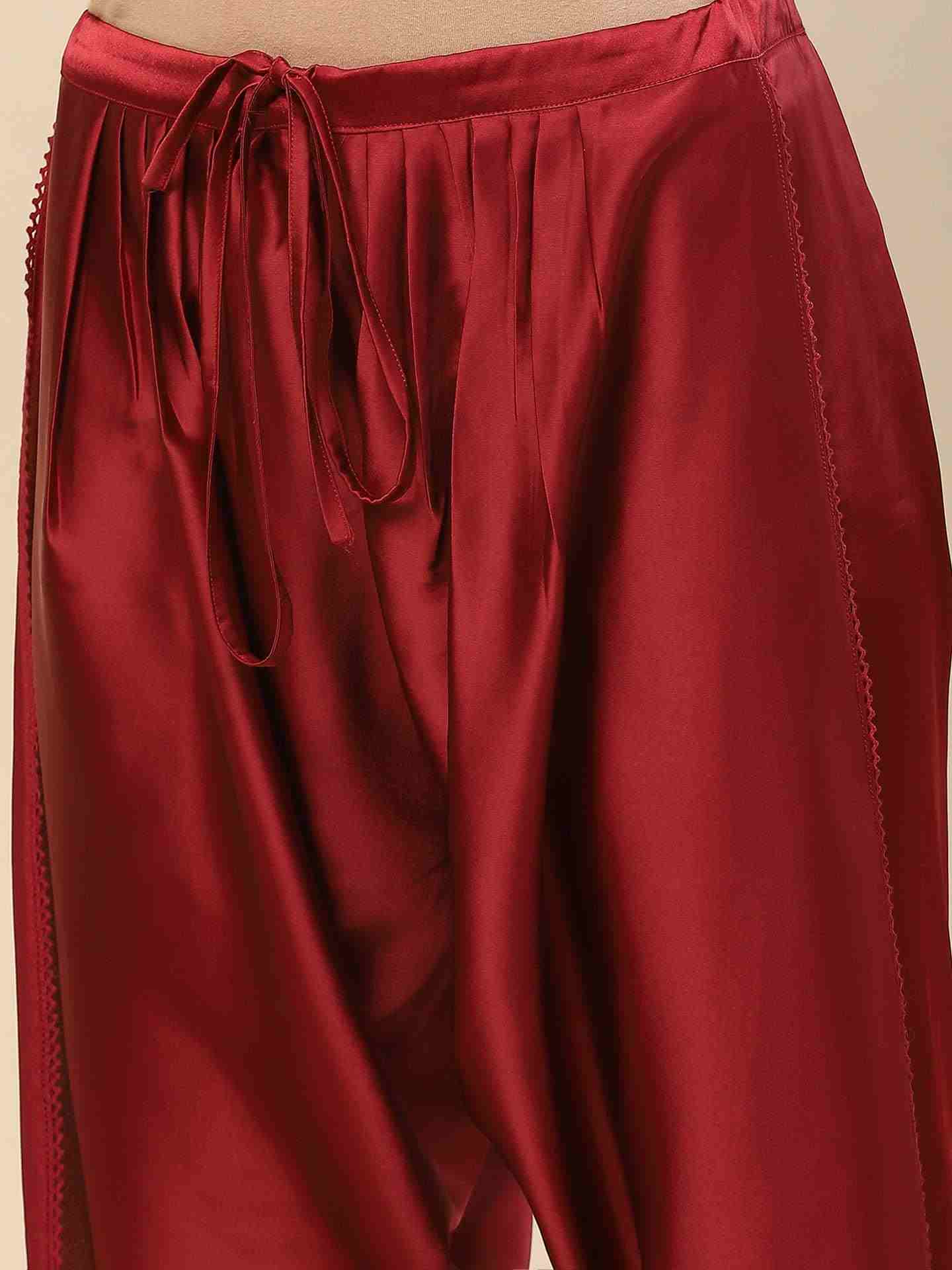 Wine Tapered Dhoti Pants