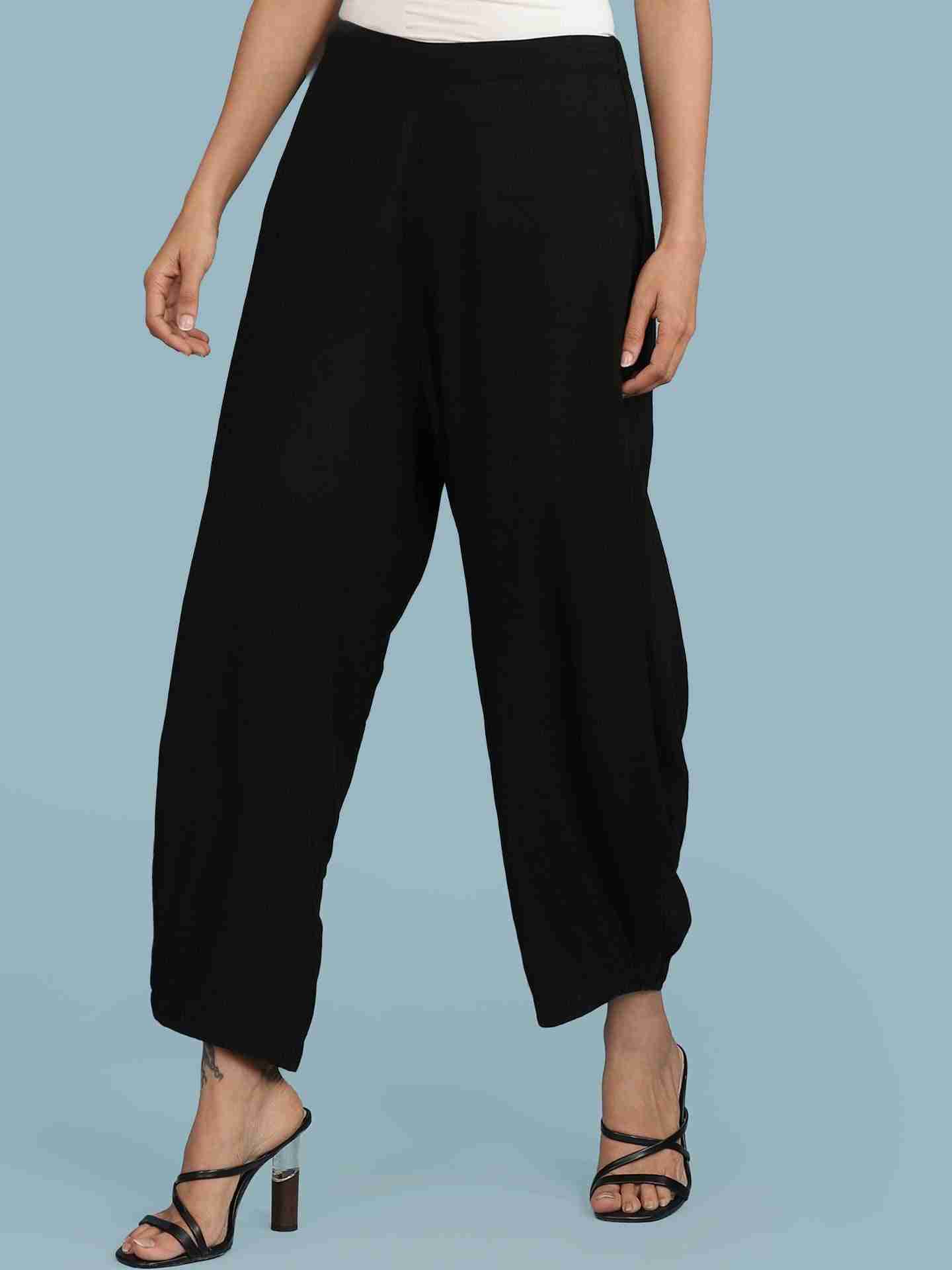 Black Solid Dhoti Pants