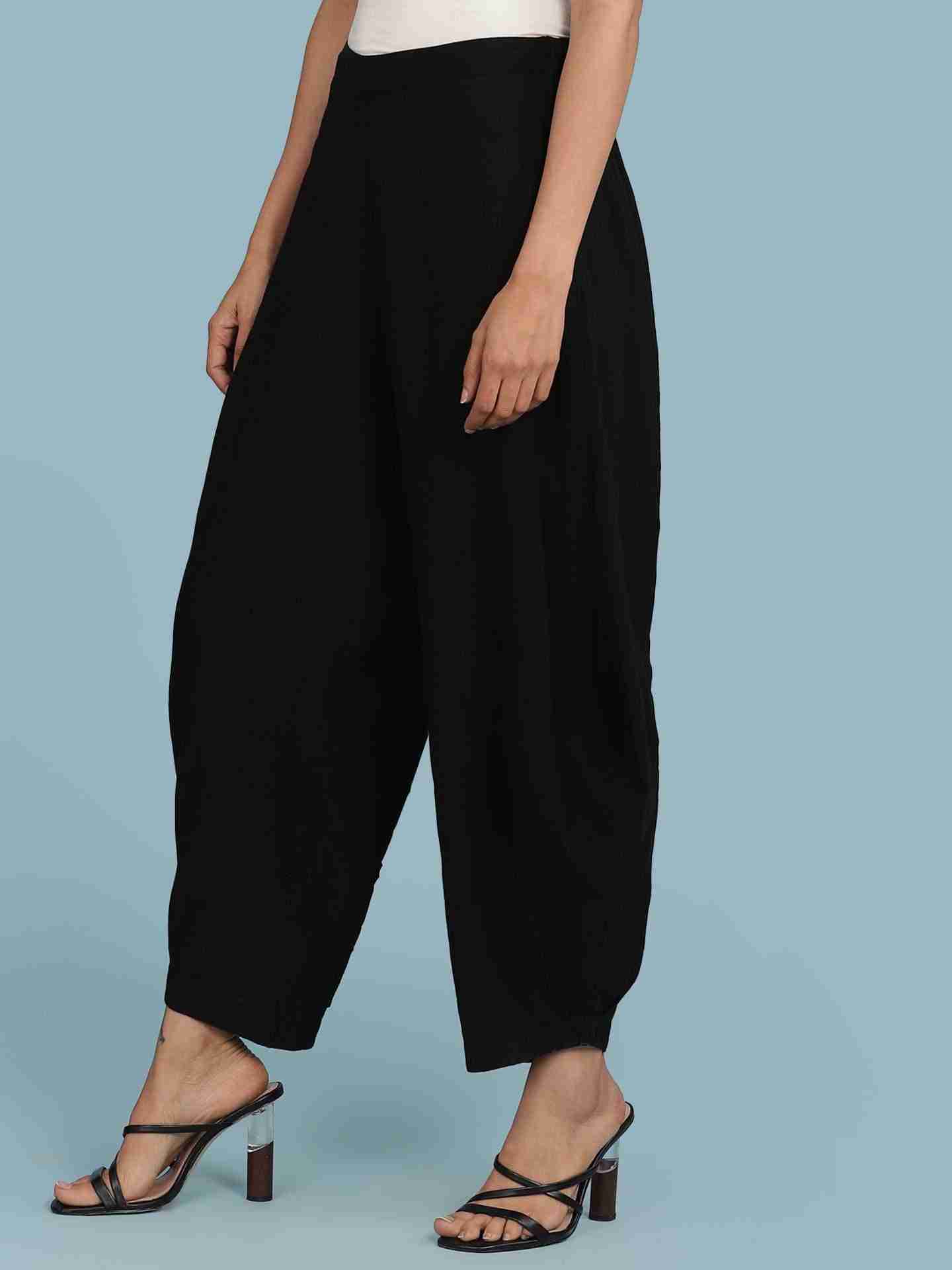 Black Solid Dhoti Pants