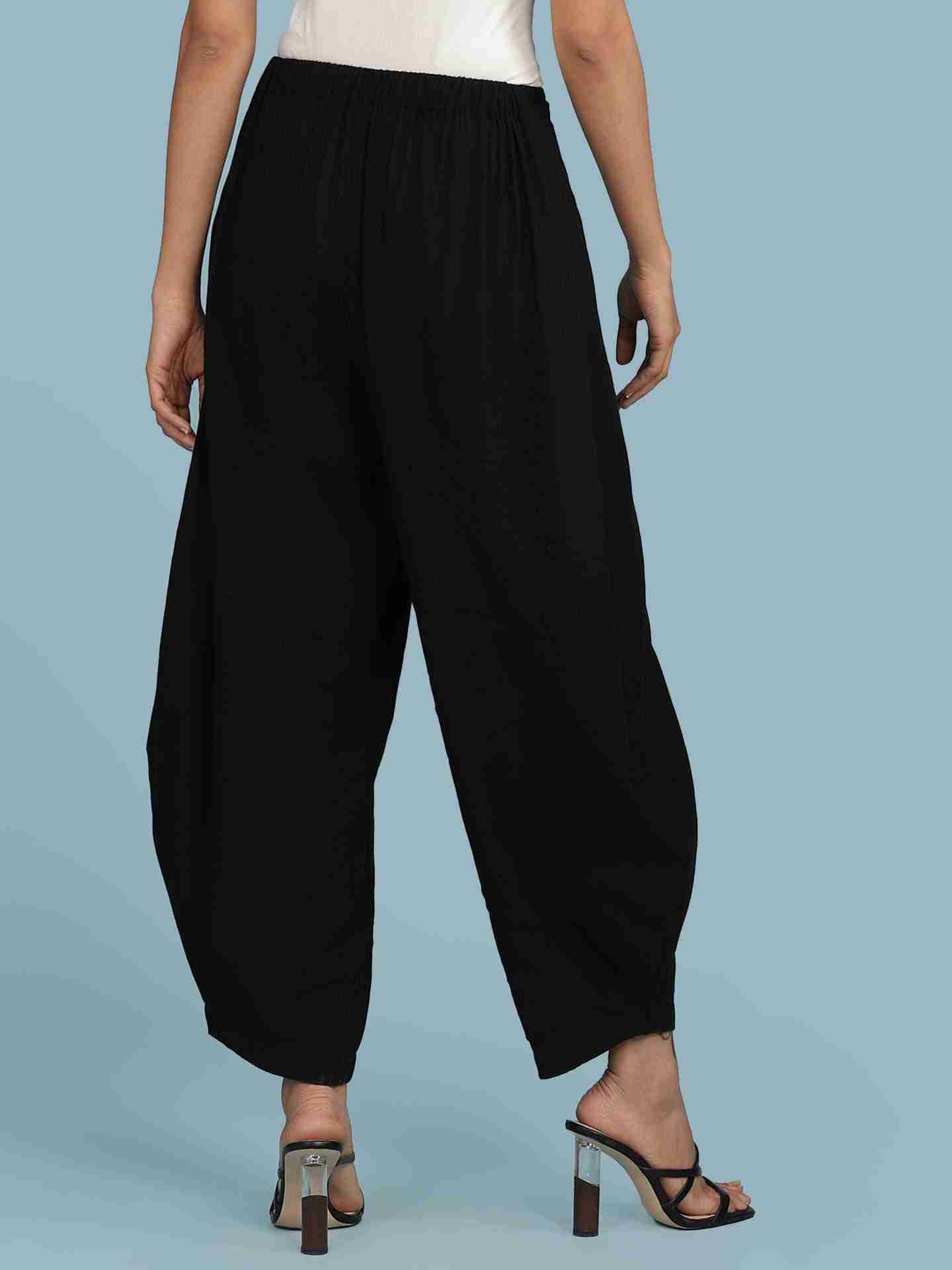 Black Solid Dhoti Pants